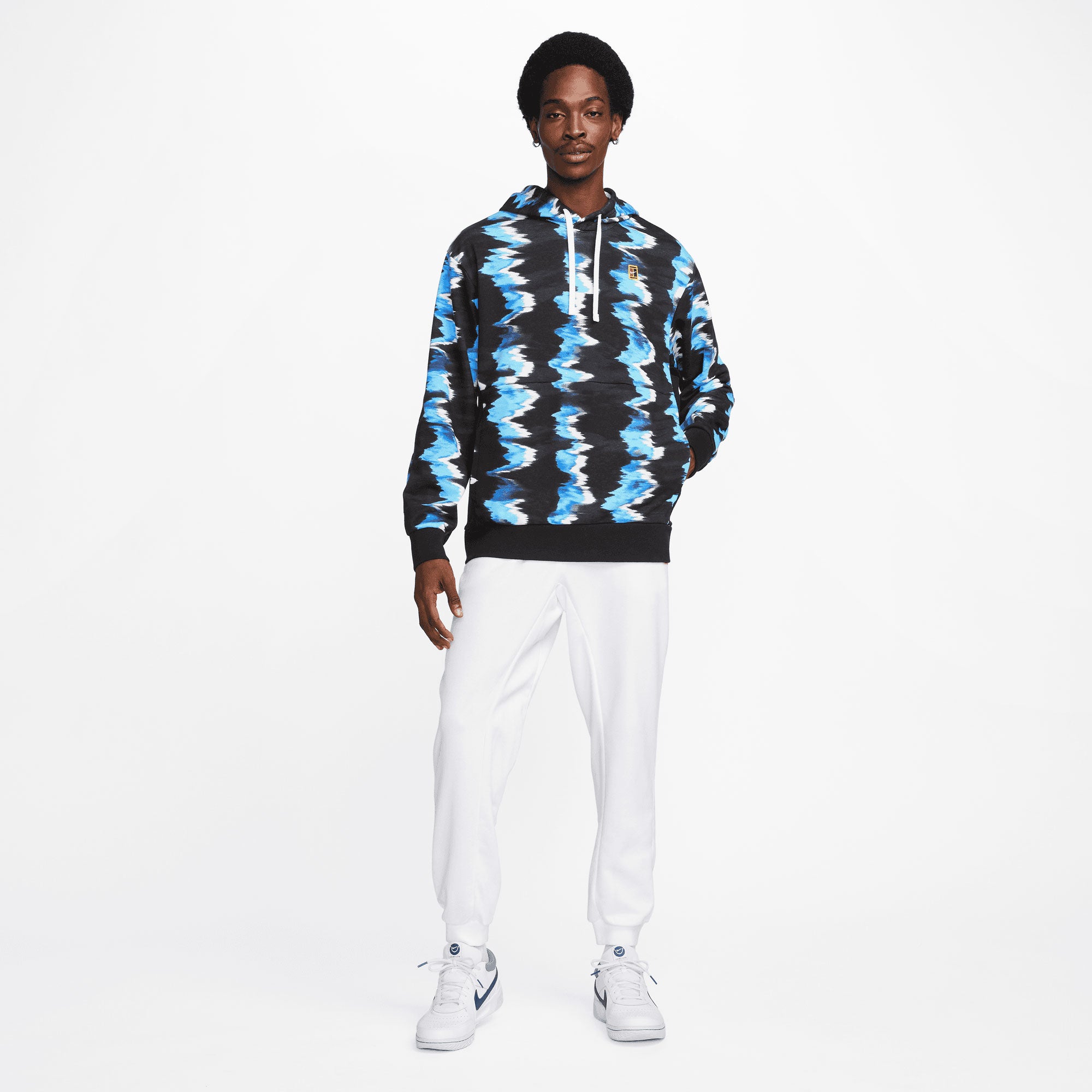 NikeCourt Dri-FIT Heritage Men's Fleece Printed Tennis Hoodie Blue (6)