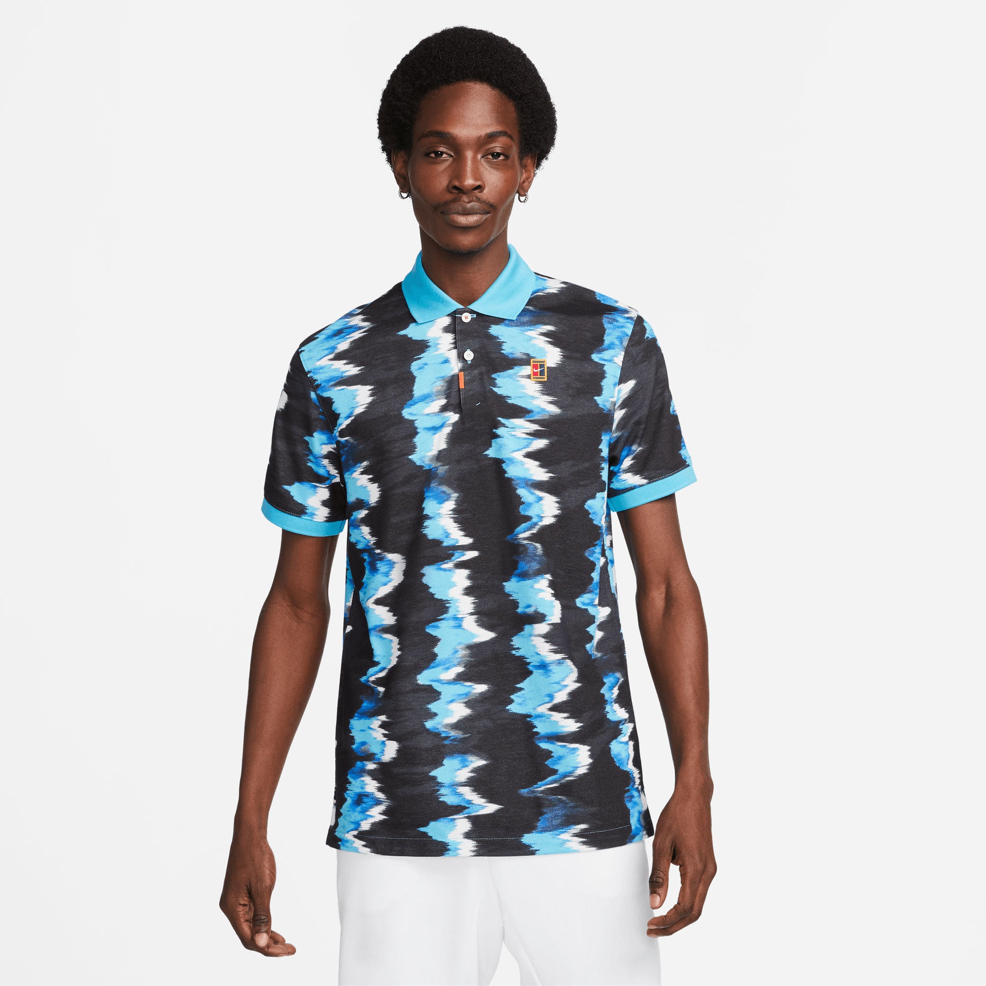 NikeCourt Dri-FIT Heritage Men's Slim-Fit Printed Tennis Polo Blue (1)