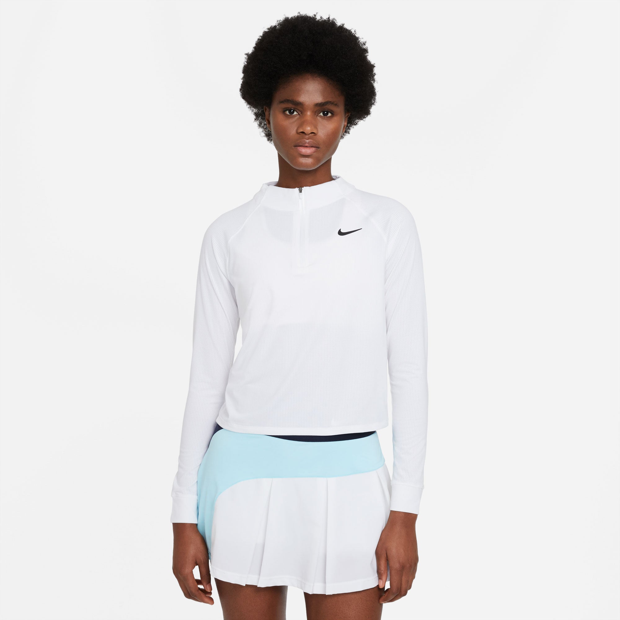 NikeCourt Dri-FIT Victory Women's Long-Sleeve Half-Zip Tennis Top White (1)
