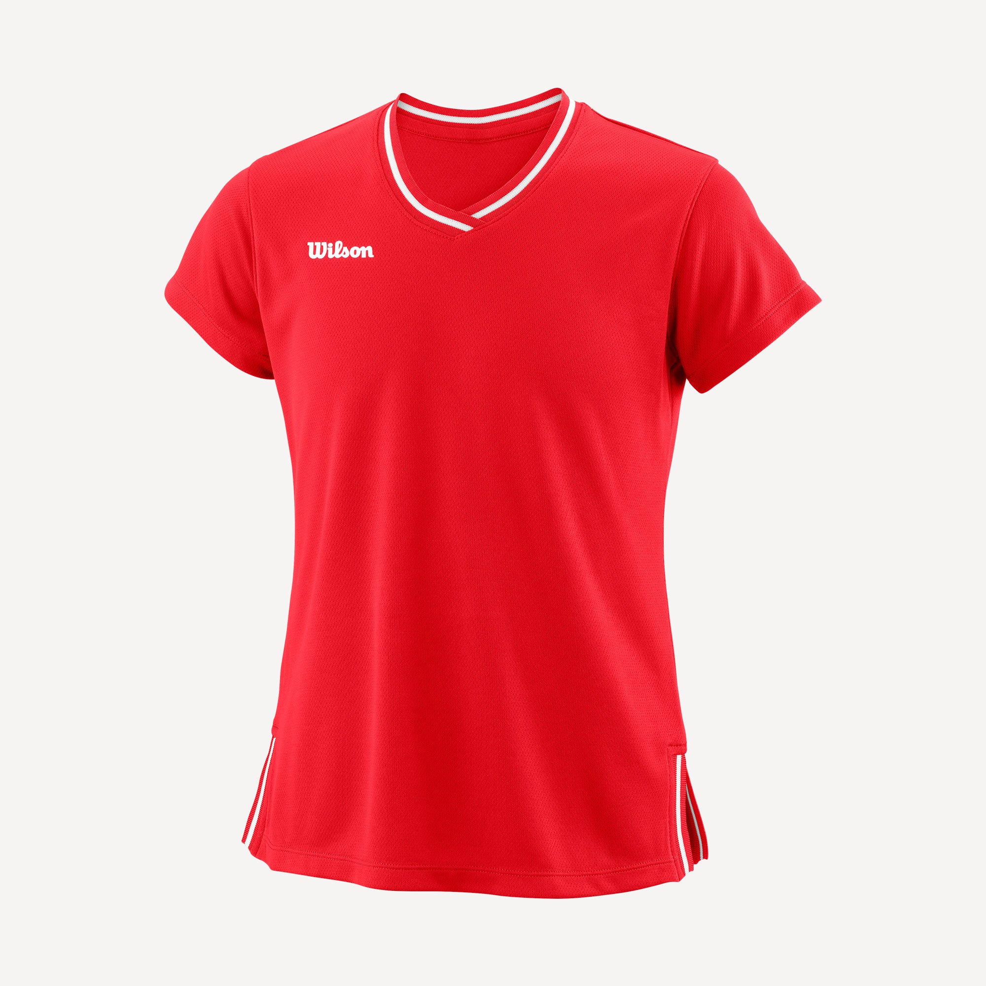 Wilson Team 2 Girls' V-Neck Tennis Shirt Red (1)