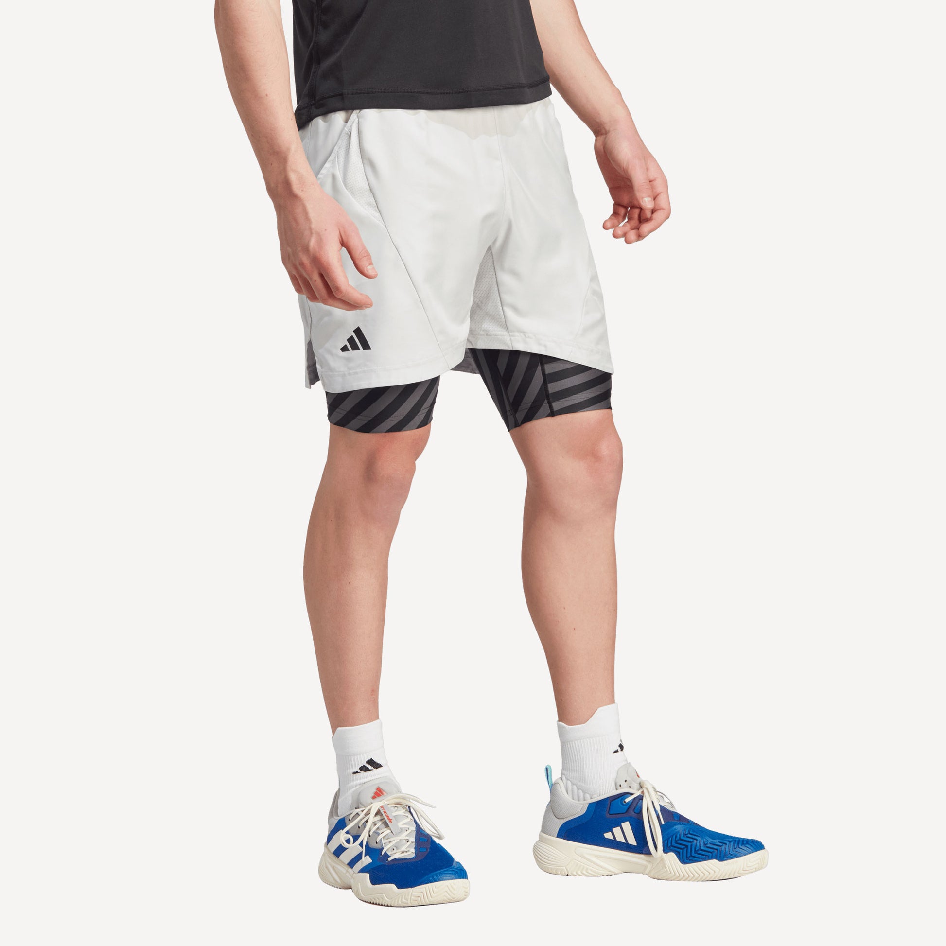 adidas New York Pro Men's 2IN1 Tennis Shorts Grey (1)