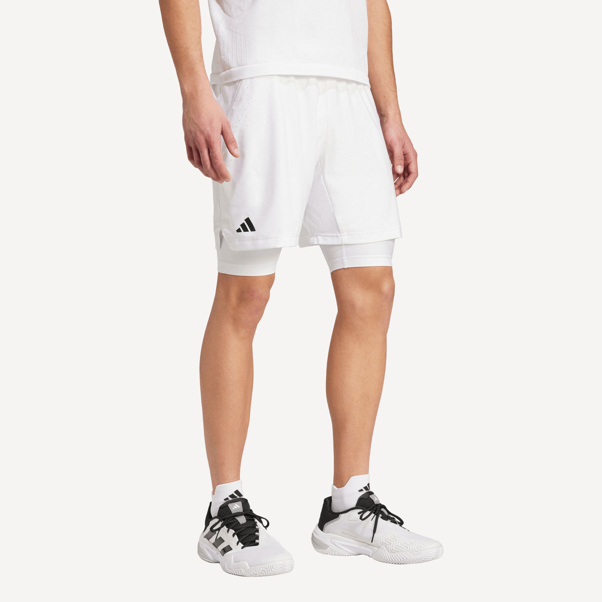 adidas Pro London Men's Tennis Shorts and Inner Shorts Set - White (1)