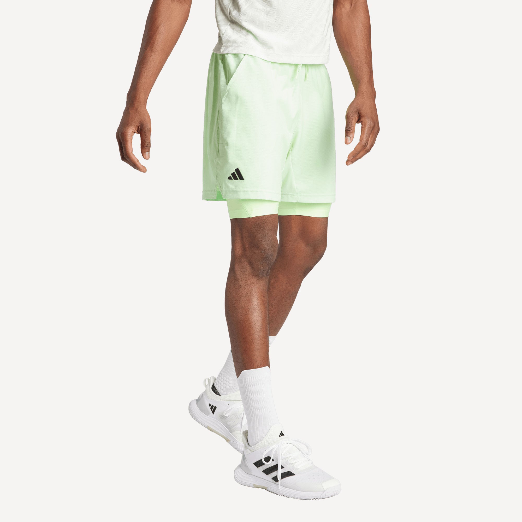 adidas Pro Melbourne Men's Tennis Shorts and Inner Shorts Set - Green (3)