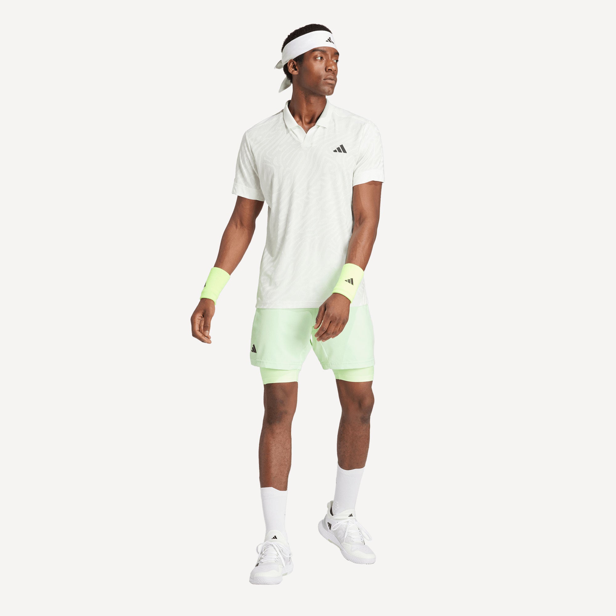 adidas Pro Melbourne Men's Tennis Shorts and Inner Shorts Set - Green (4)