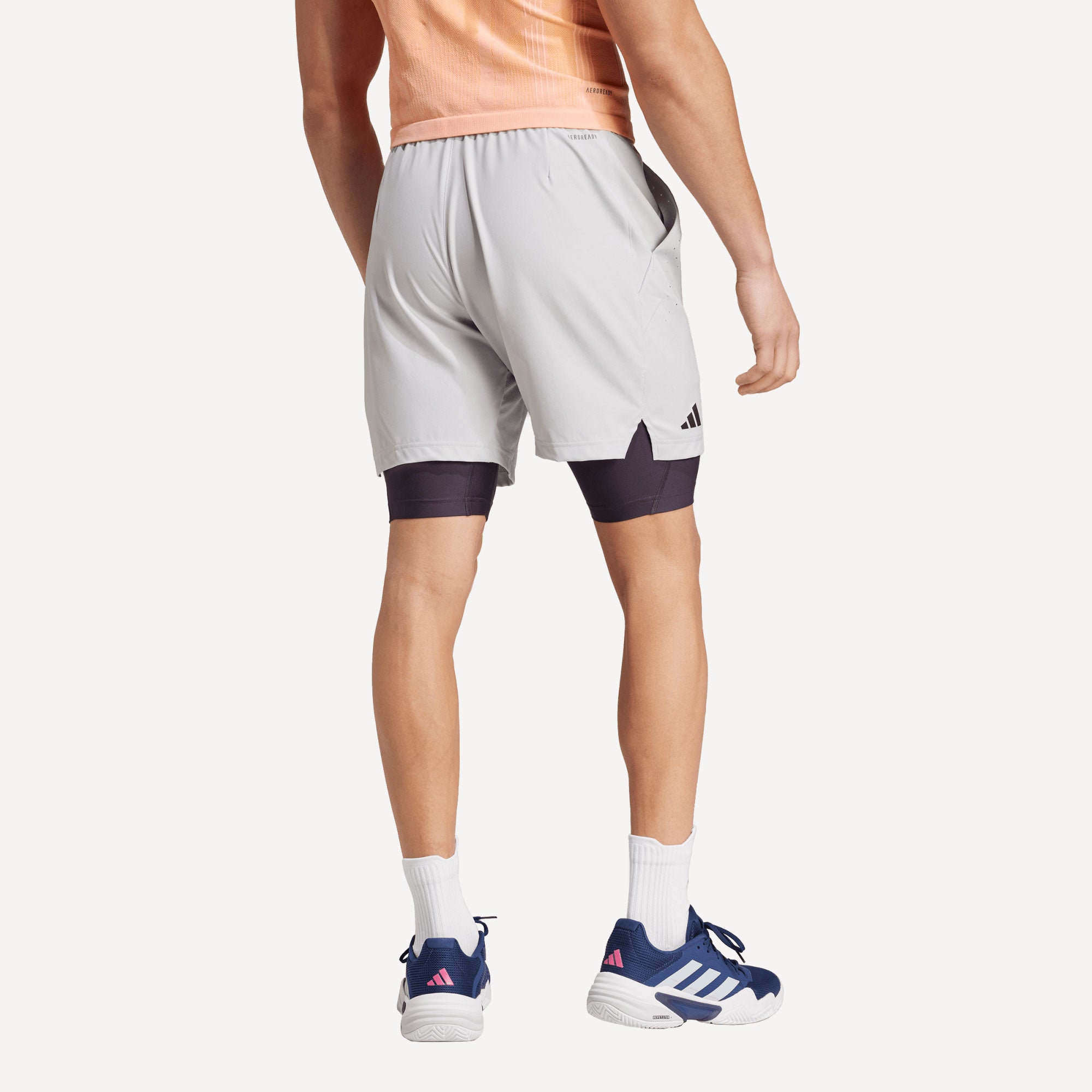 adidas Pro Men's Tennis Shorts and Inner Shorts Set - Grey (2)