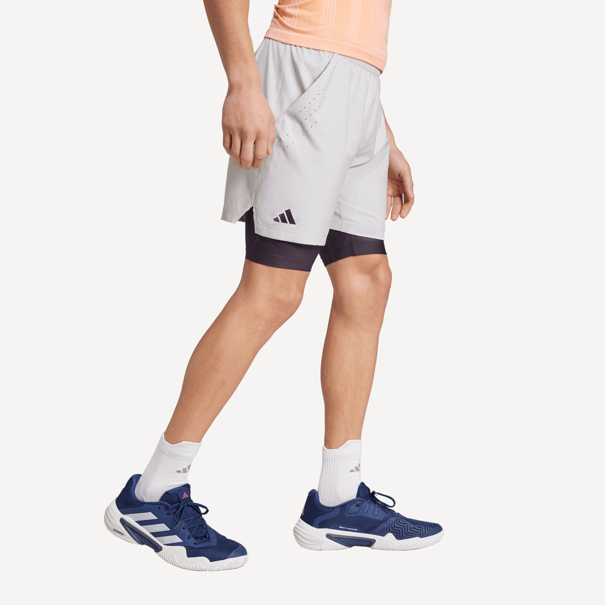 adidas Pro Men's Tennis Shorts and Inner Shorts Set - Grey (3)