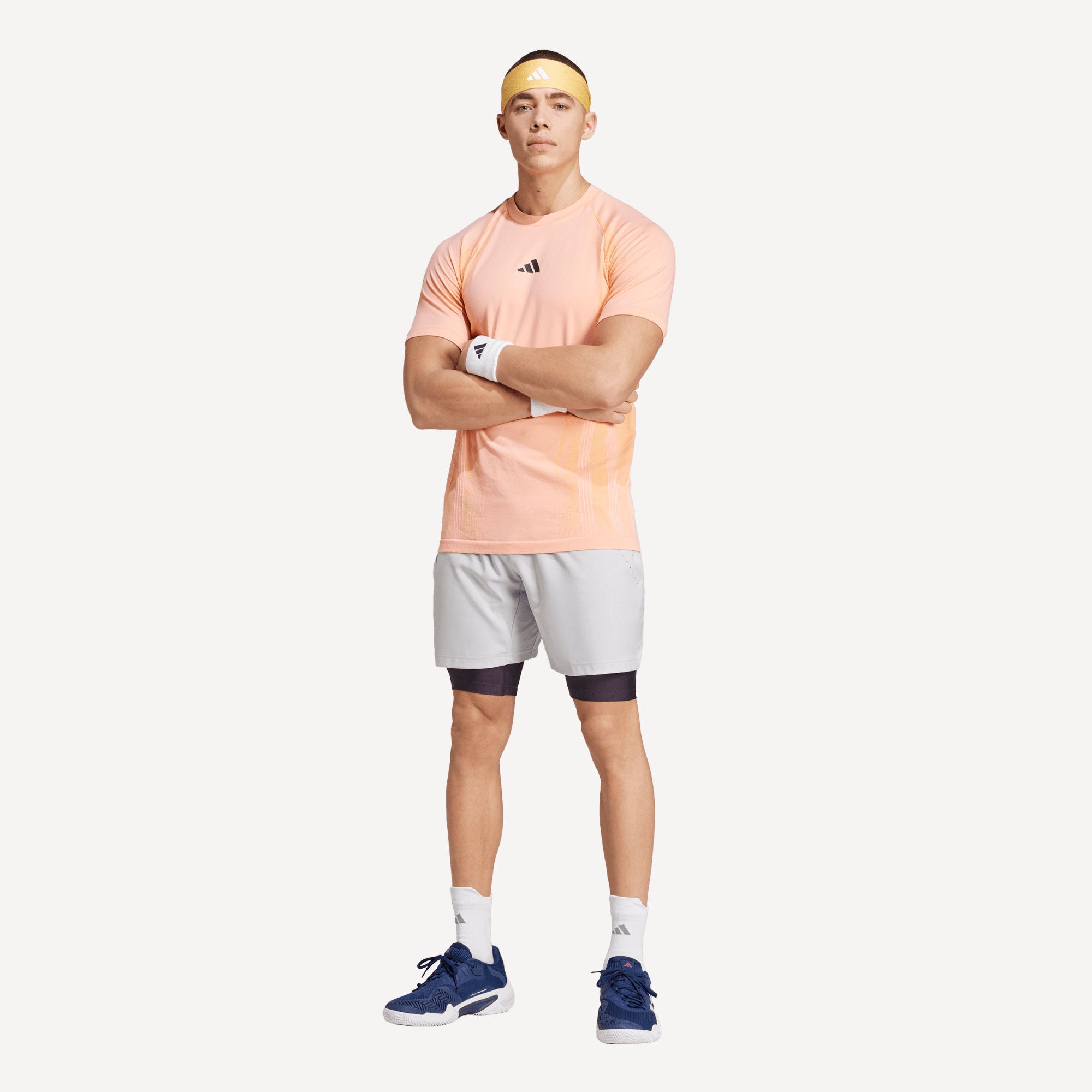 adidas Pro Men's Tennis Shorts and Inner Shorts Set - Grey (4)