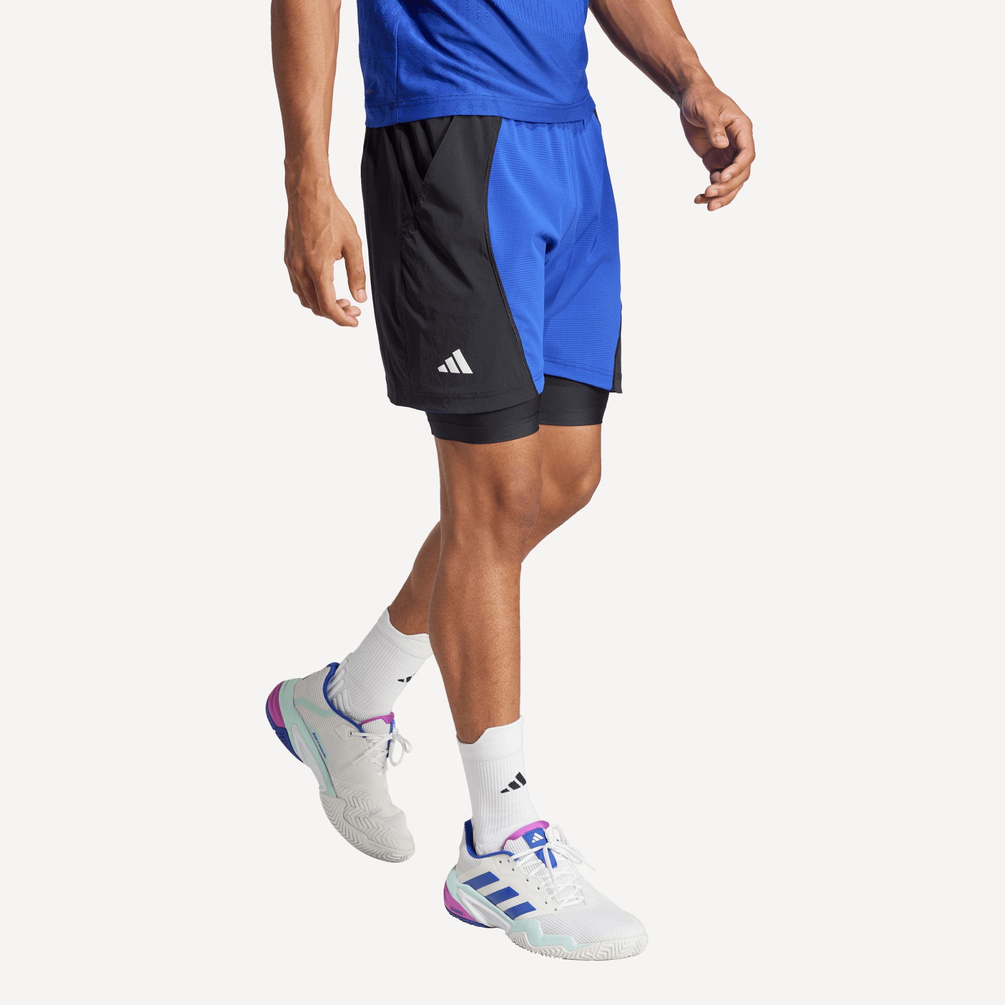 adidas Pro Men's Tennis Shorts & Inner Shorts Set - Blue (3)