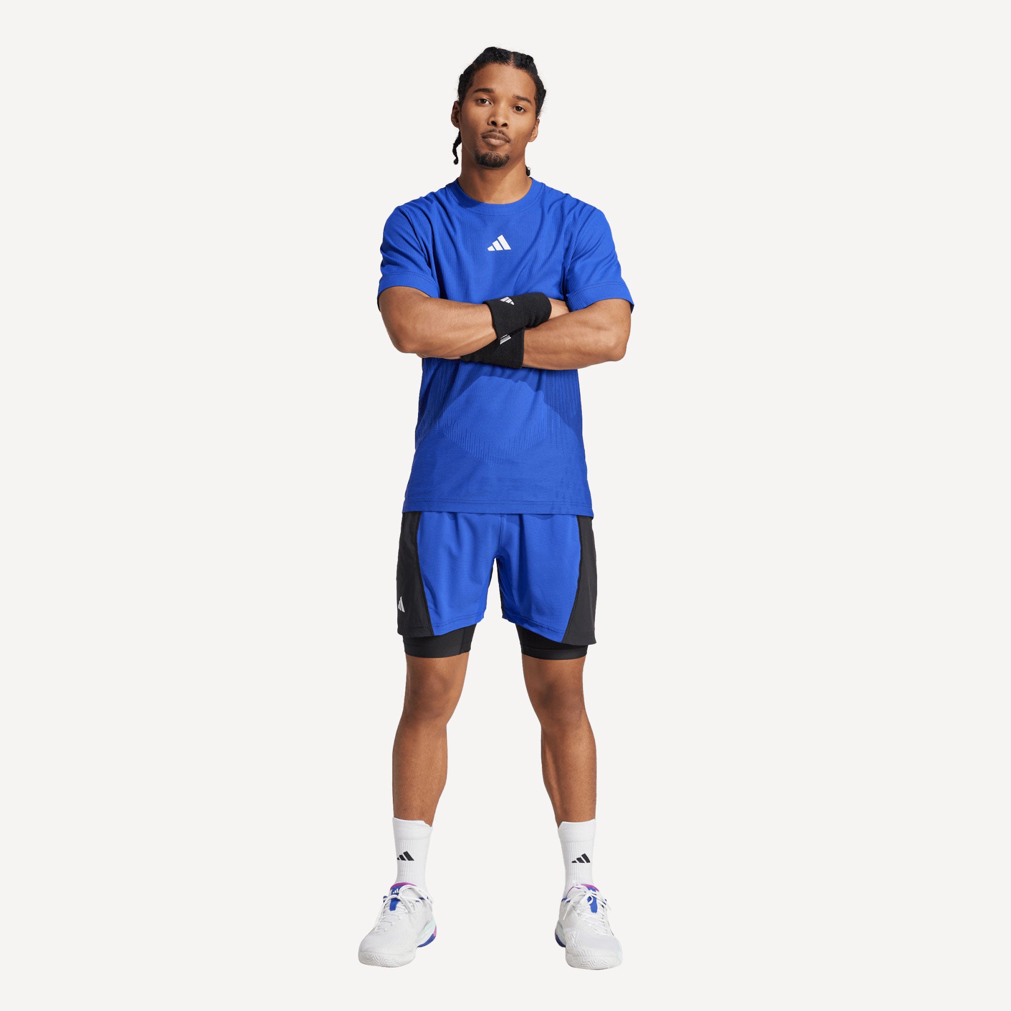 adidas Pro Men's Tennis Shorts & Inner Shorts Set - Blue (4)