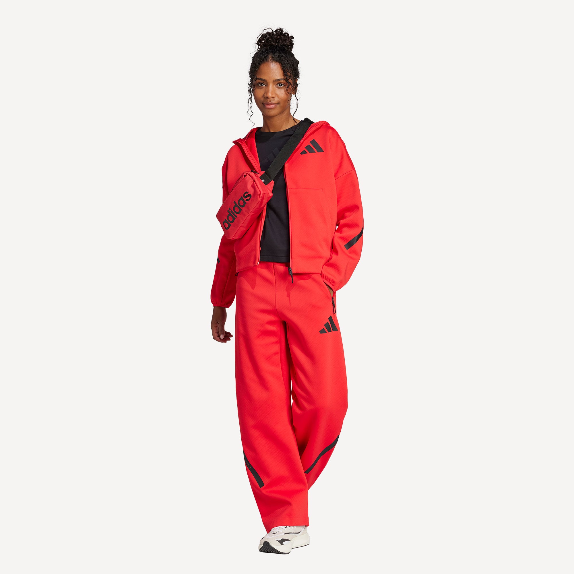 adidas ZNE Women's Full-Zip Hoody - Red | Tennis Only