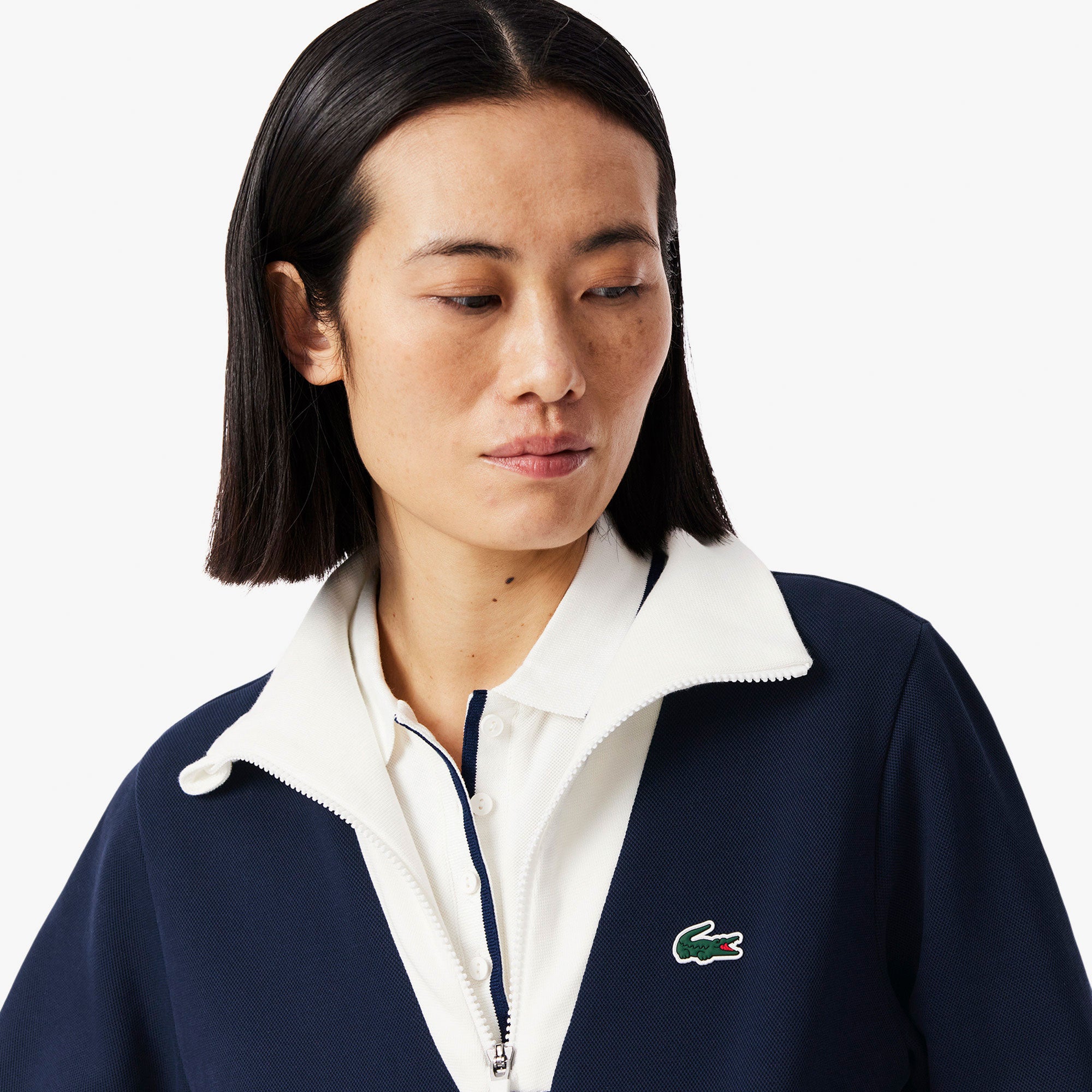 Lacoste Heritage Women's Quarter Zip Tennis Top - Dark Blue (3)
