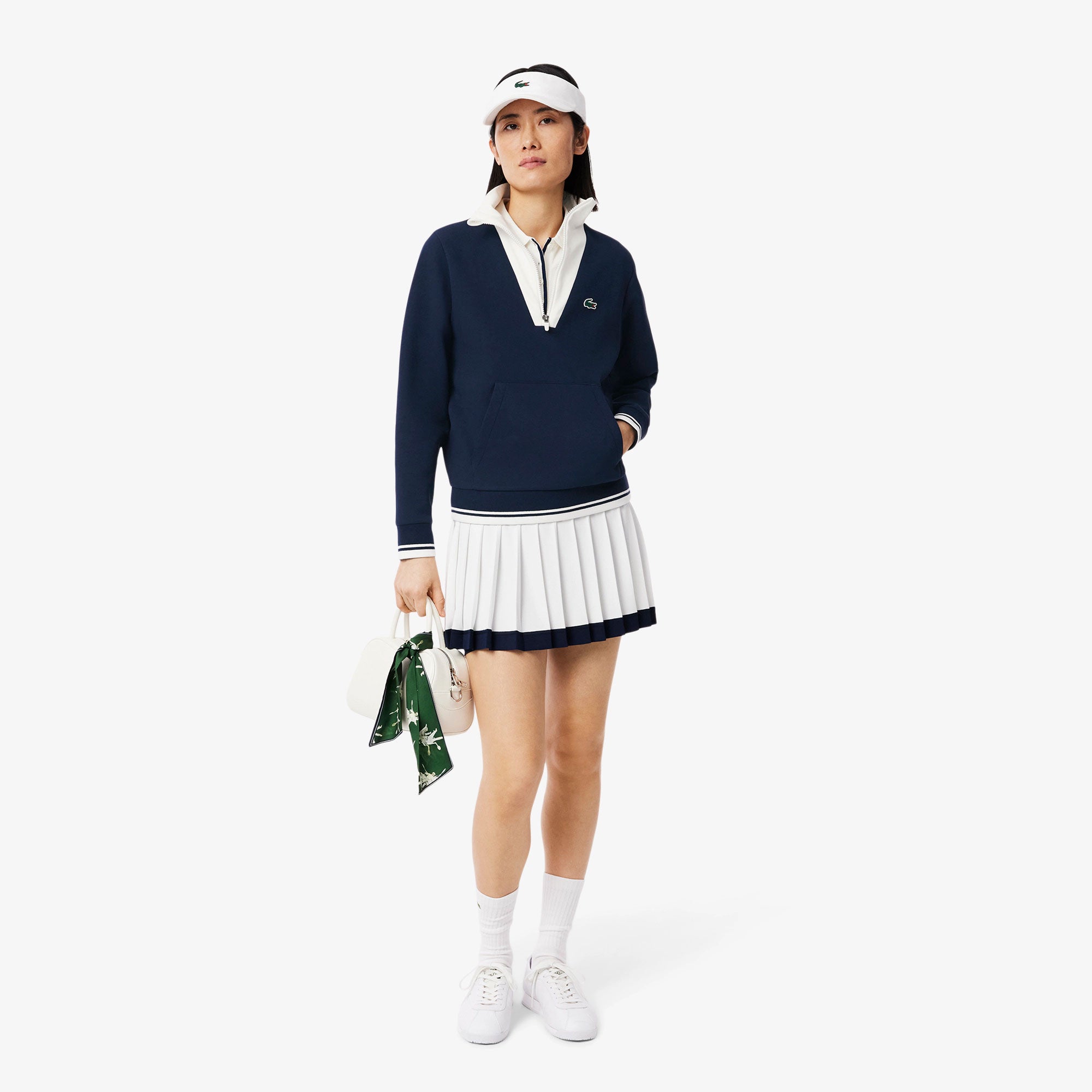 Lacoste Heritage Women's Quarter Zip Tennis Top - Dark Blue (4)