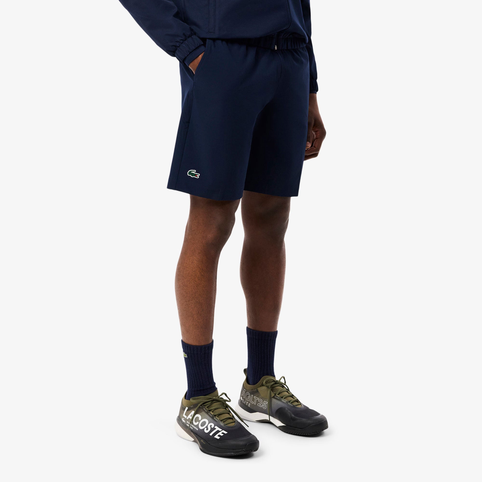 Lacoste Men's Technical Woven 9-Inch Tennis Shorts - Dark Blue (1)