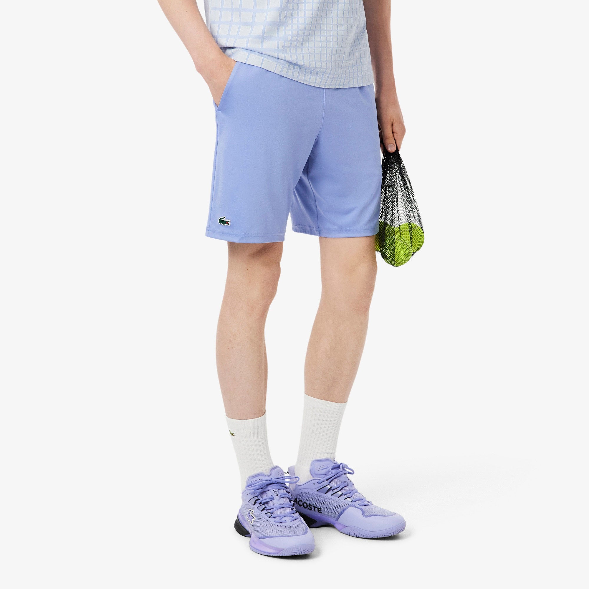 Lacoste Players Men's Mesh Ultra Dry 8-Inch Tennis Shorts - Purple (1)