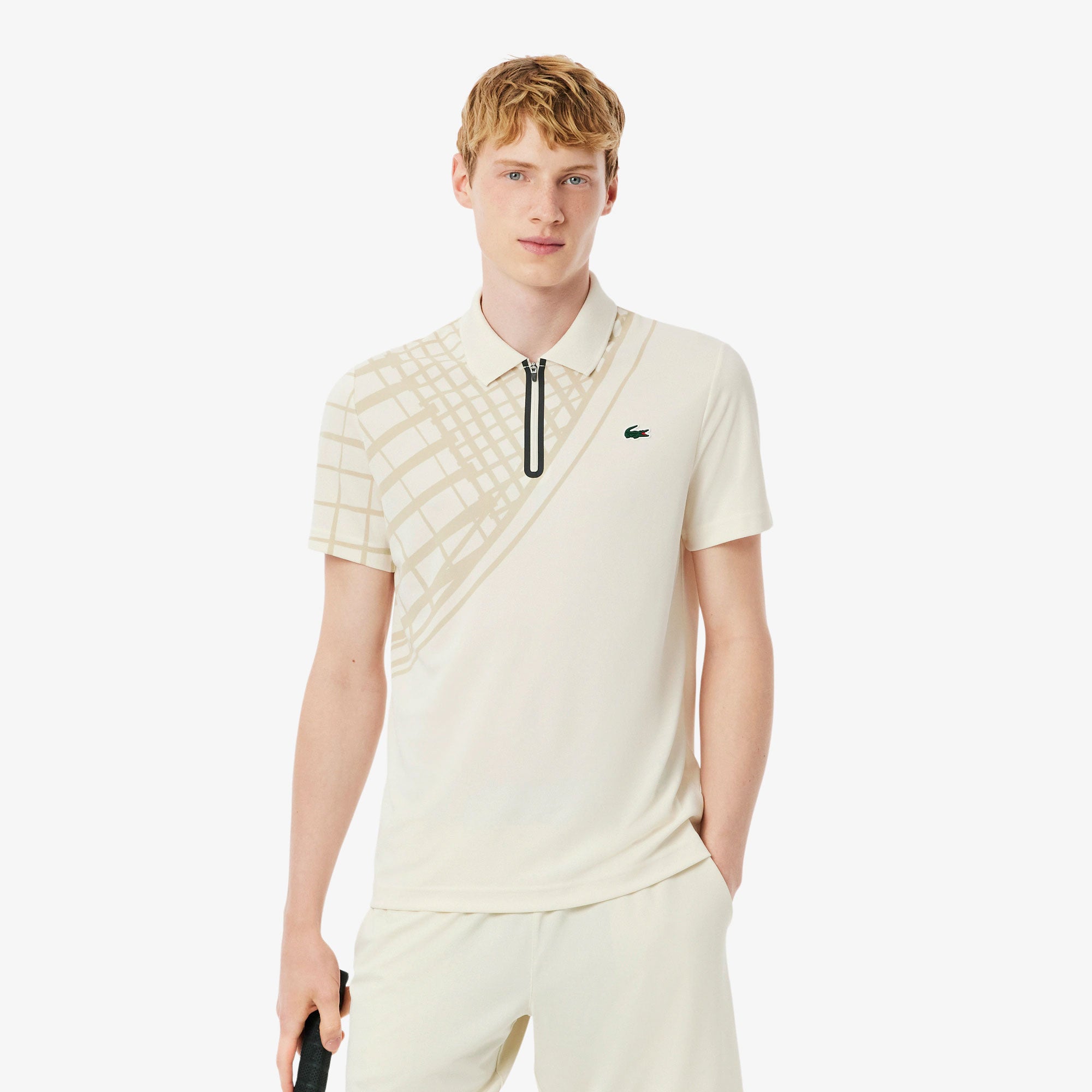 Lacoste Players Men's Ultra Dry Pique Tennis Polo - Off-white (1)