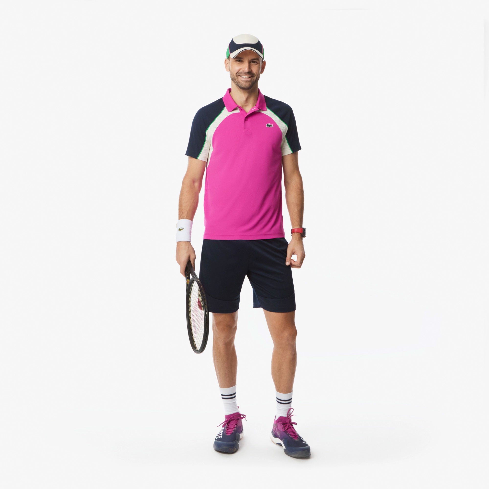 Lacoste Players Men's Ultra Dry Pique Tennis Polo - Pink (2)
