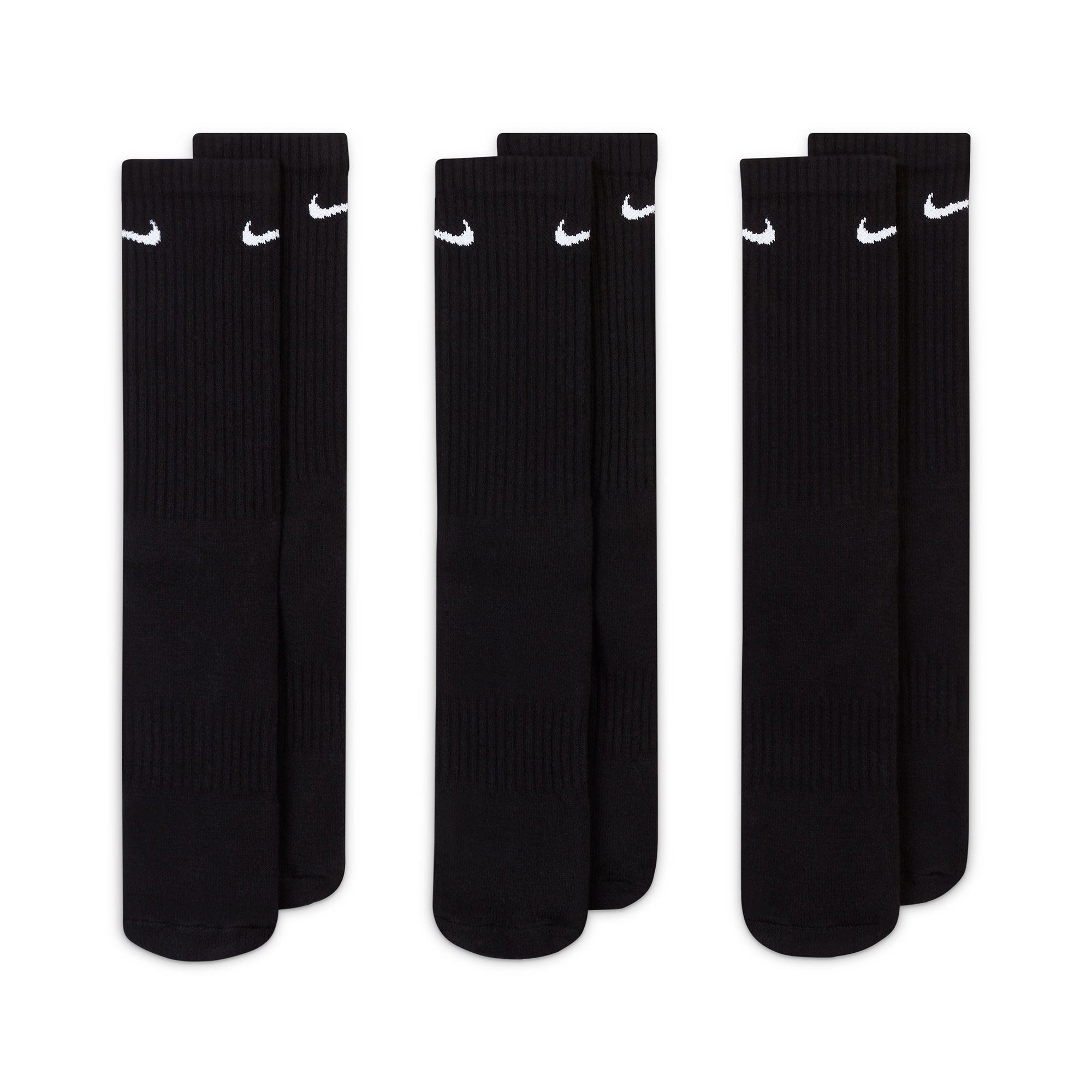 Nike Cushioned Dri-FIT Training Crew Socks 3 Pair - Black (3)