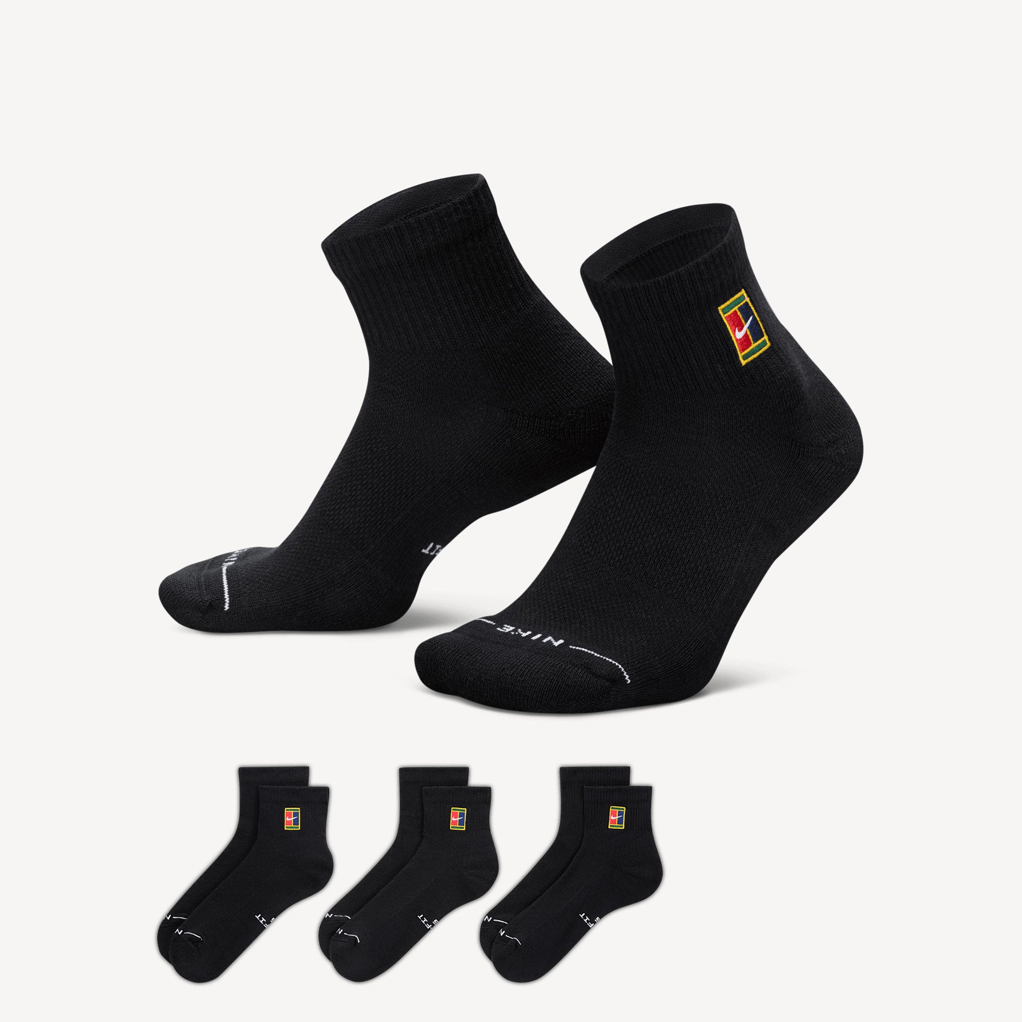 NikeCourt Everyday Elevated Tennis Ankle Socks - Black (1)