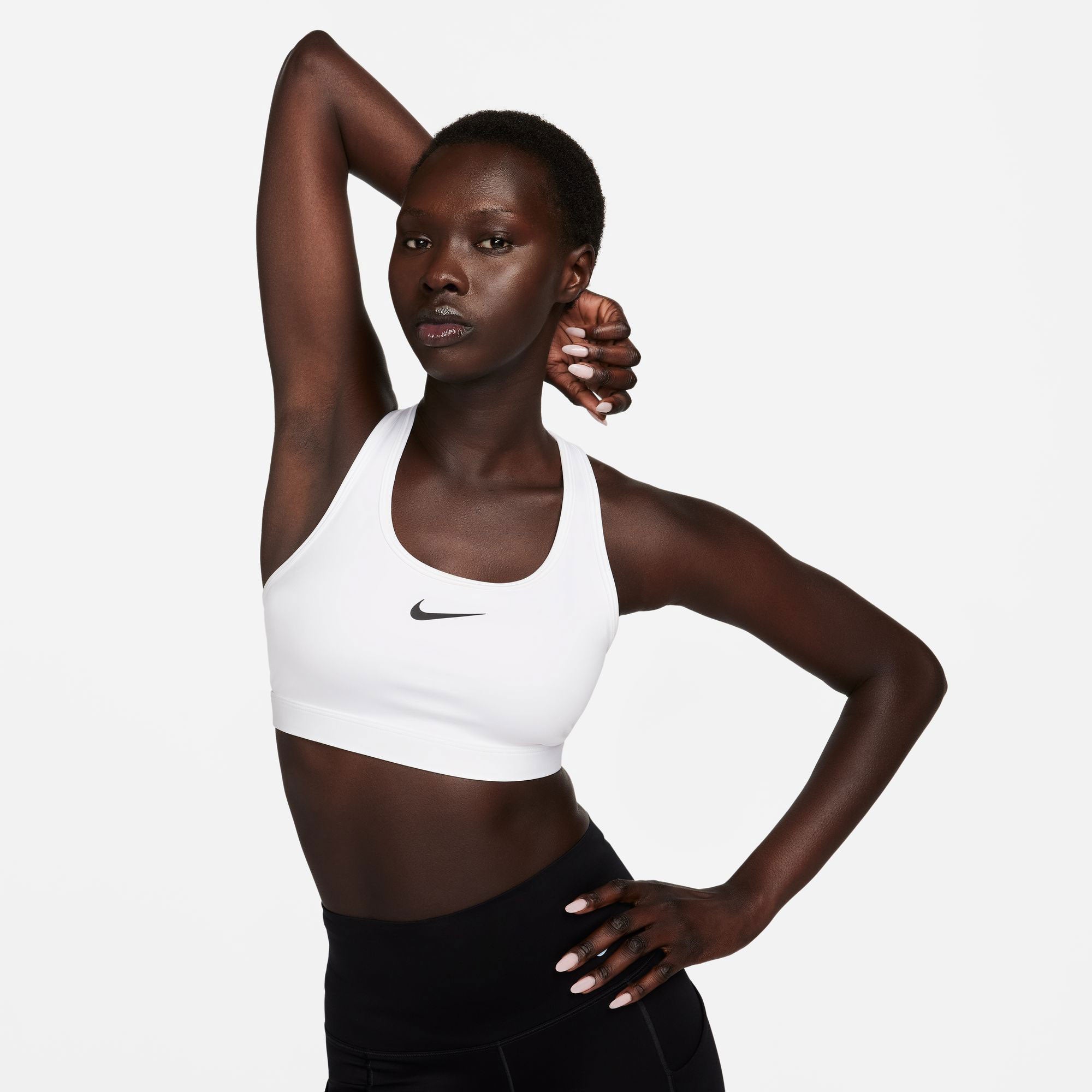 Nike Swoosh Women's Medium-Support Padded Sports Bra - White (1)