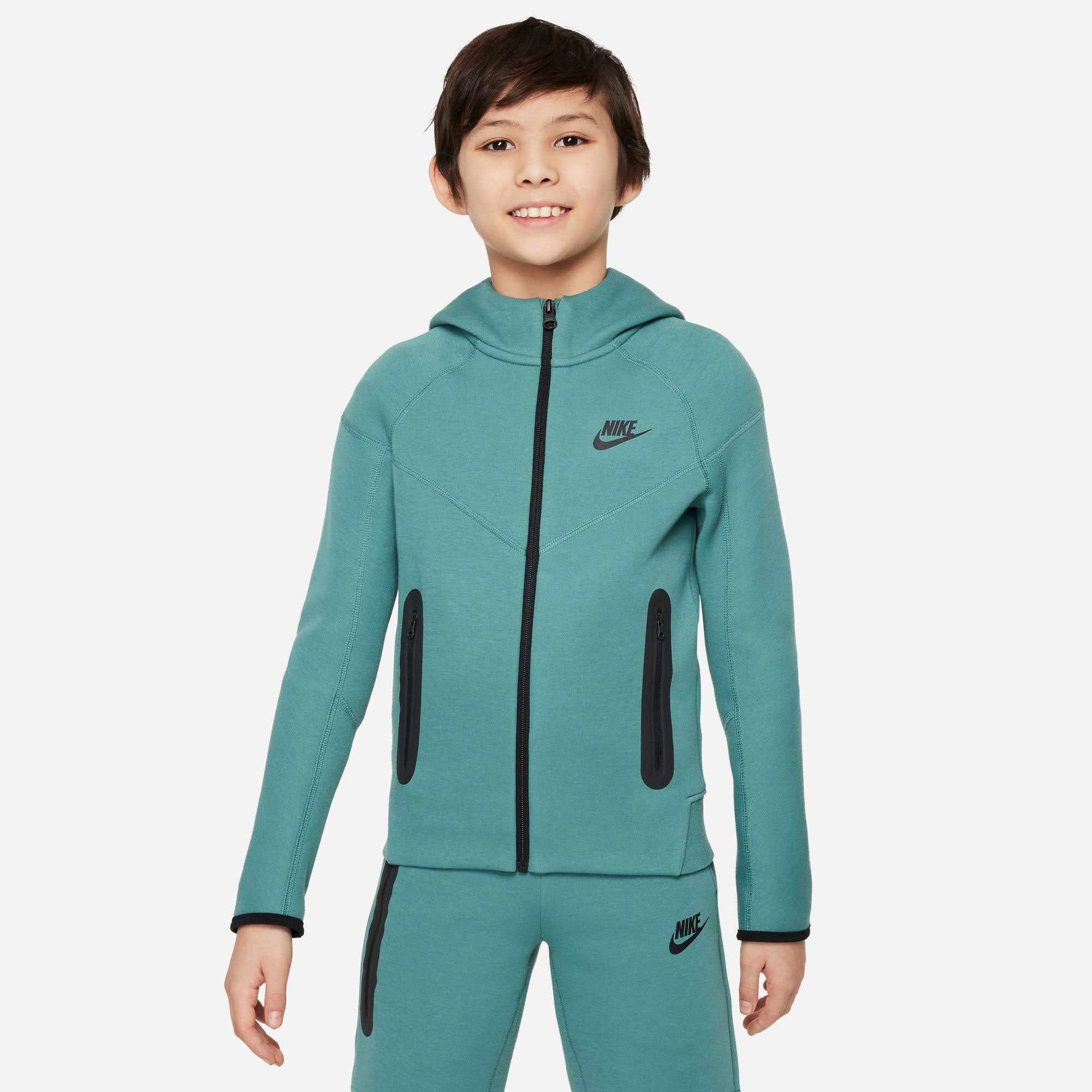 Nike Tech Fleece Boys' Full-Zip Hoodie - Green (1)