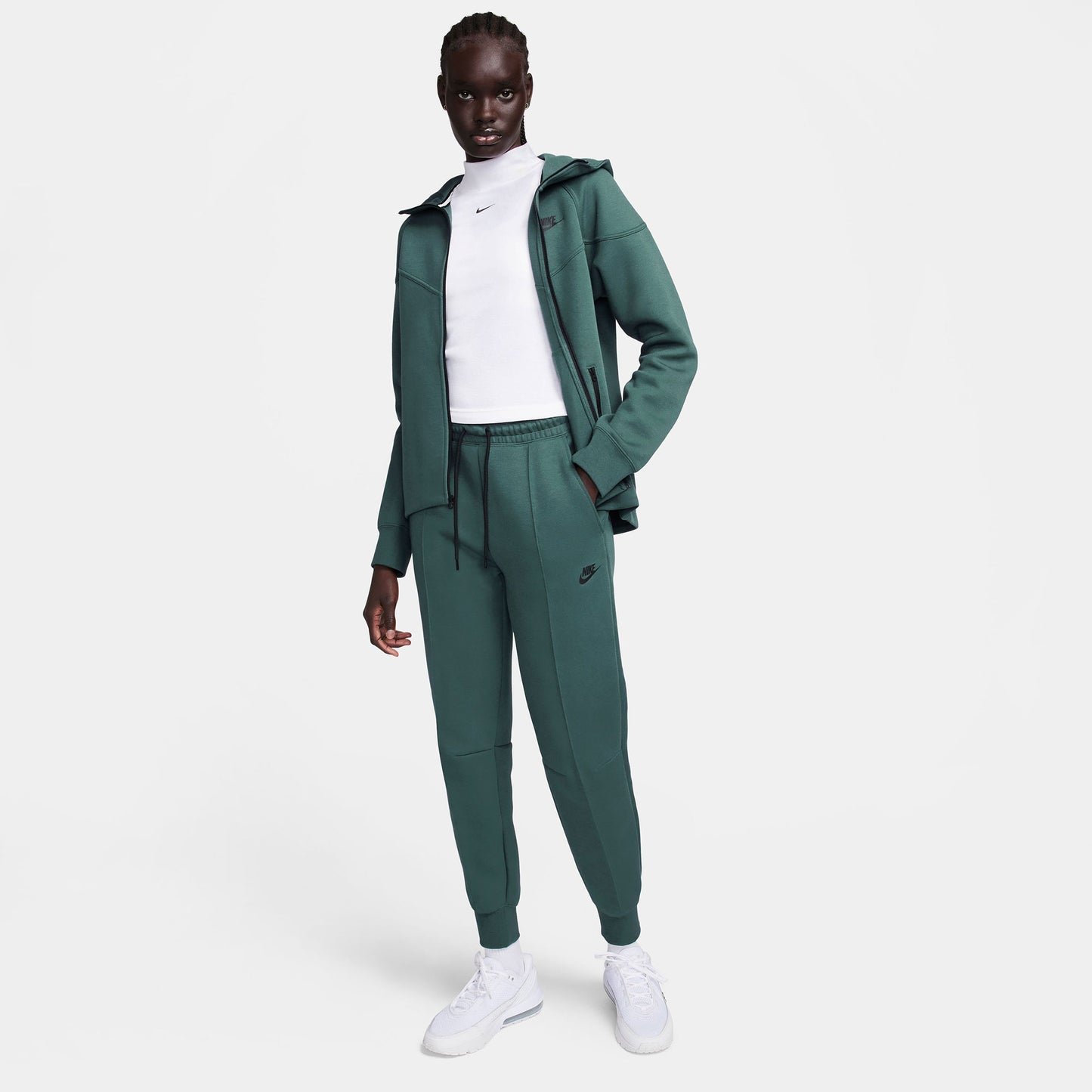 Nike Tech Fleece Women's Mid-Rise Pants Green (8)