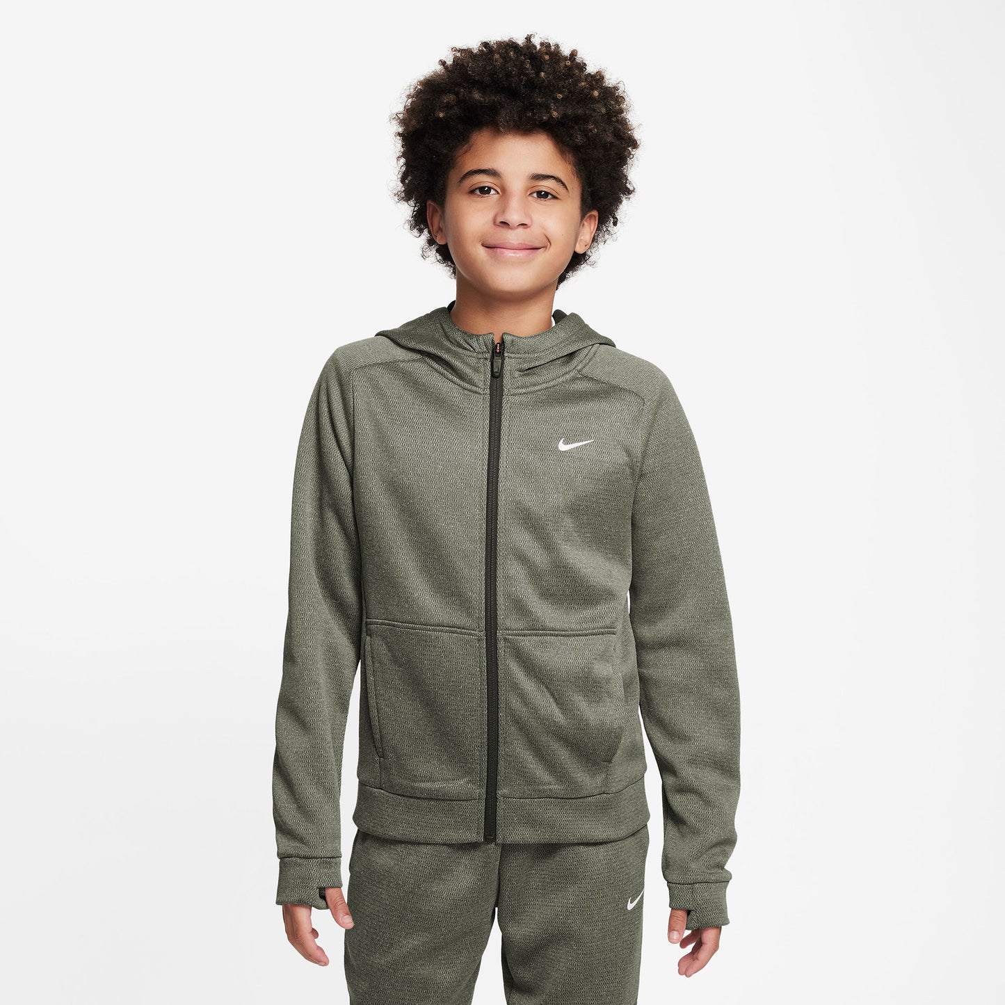 Nike Therma-FIT Kids' Full-Zip Hoodie Green (1)