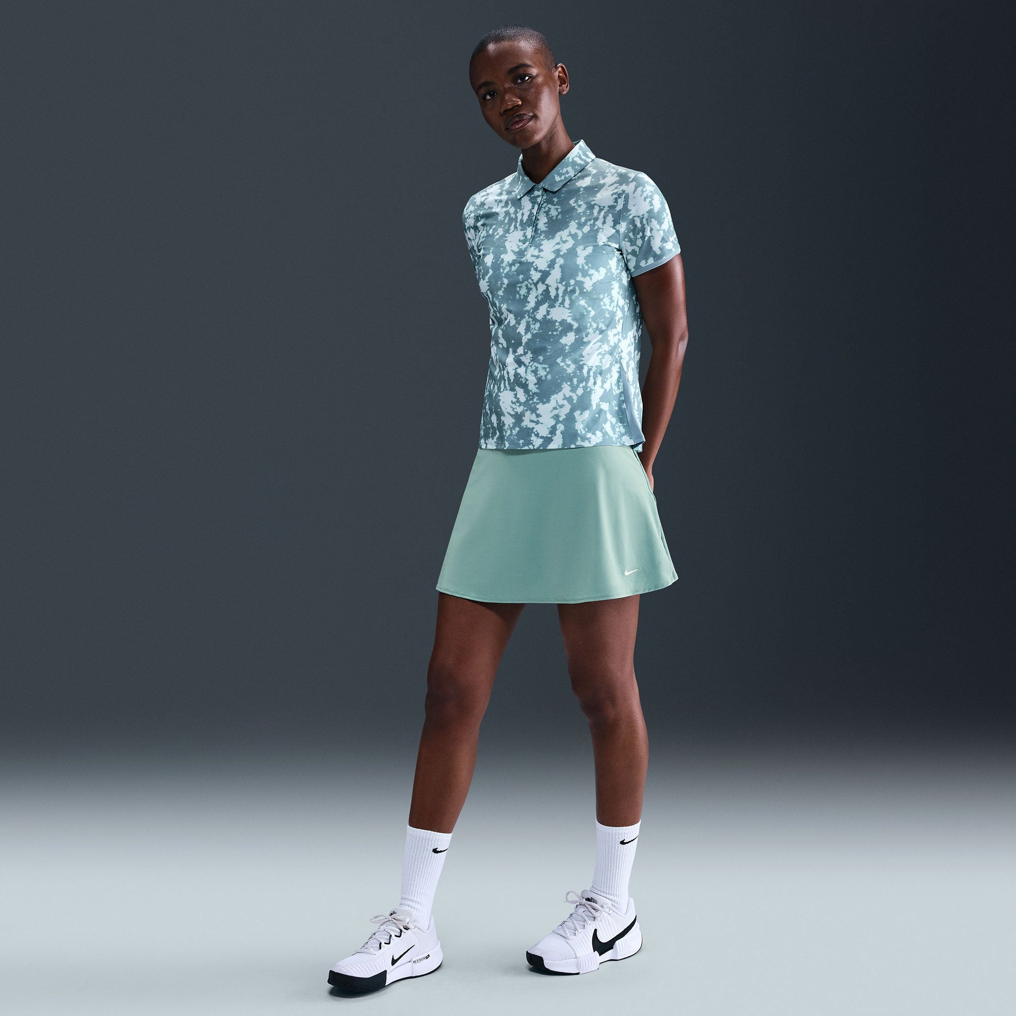 Nike Victory Women's Dri-FIT Mid-Rise Flouncy Tennis Skirt - Grey (1)