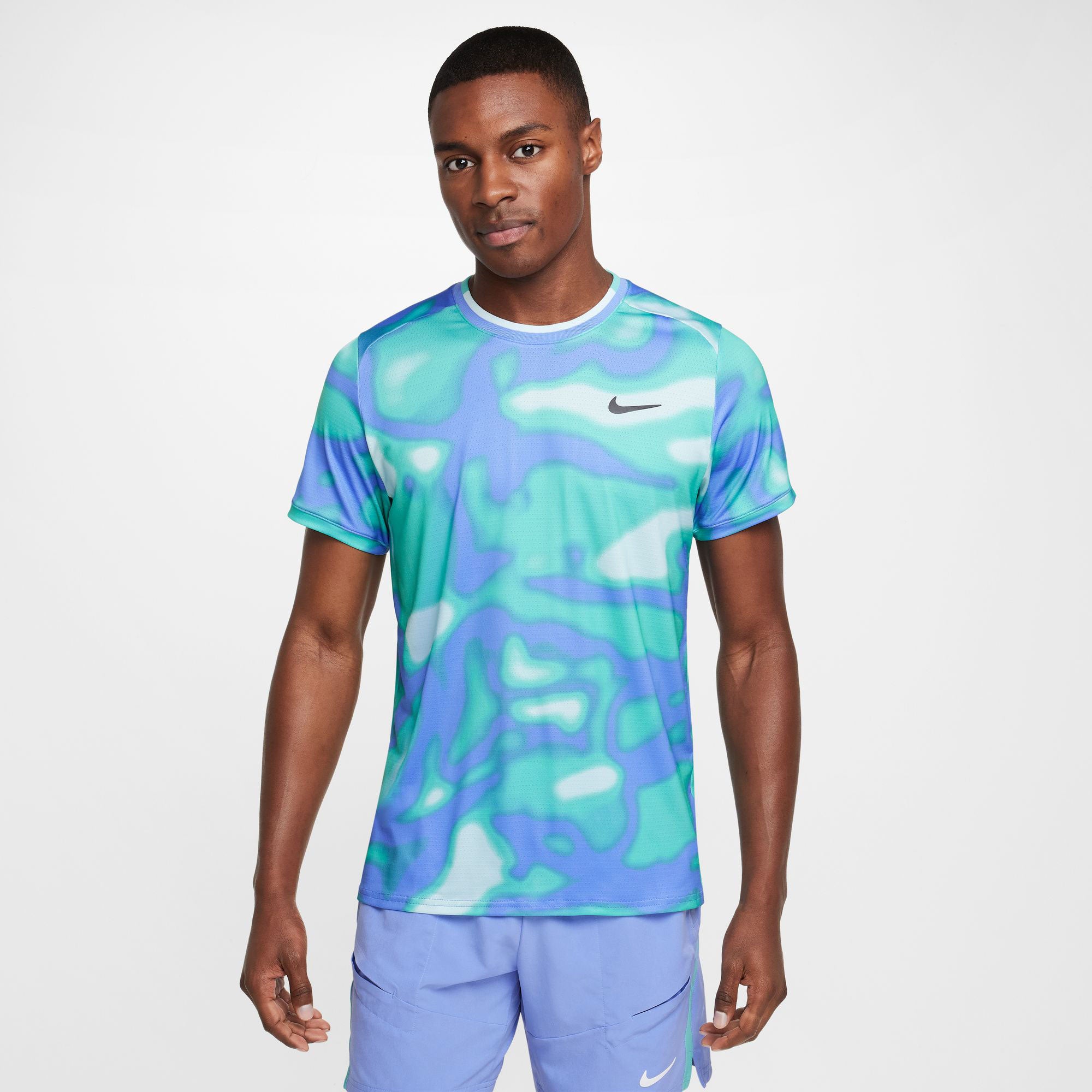 NikeCourt Advantage Men's Dri-FIT Printed Tennis Shirt - Blue (1)