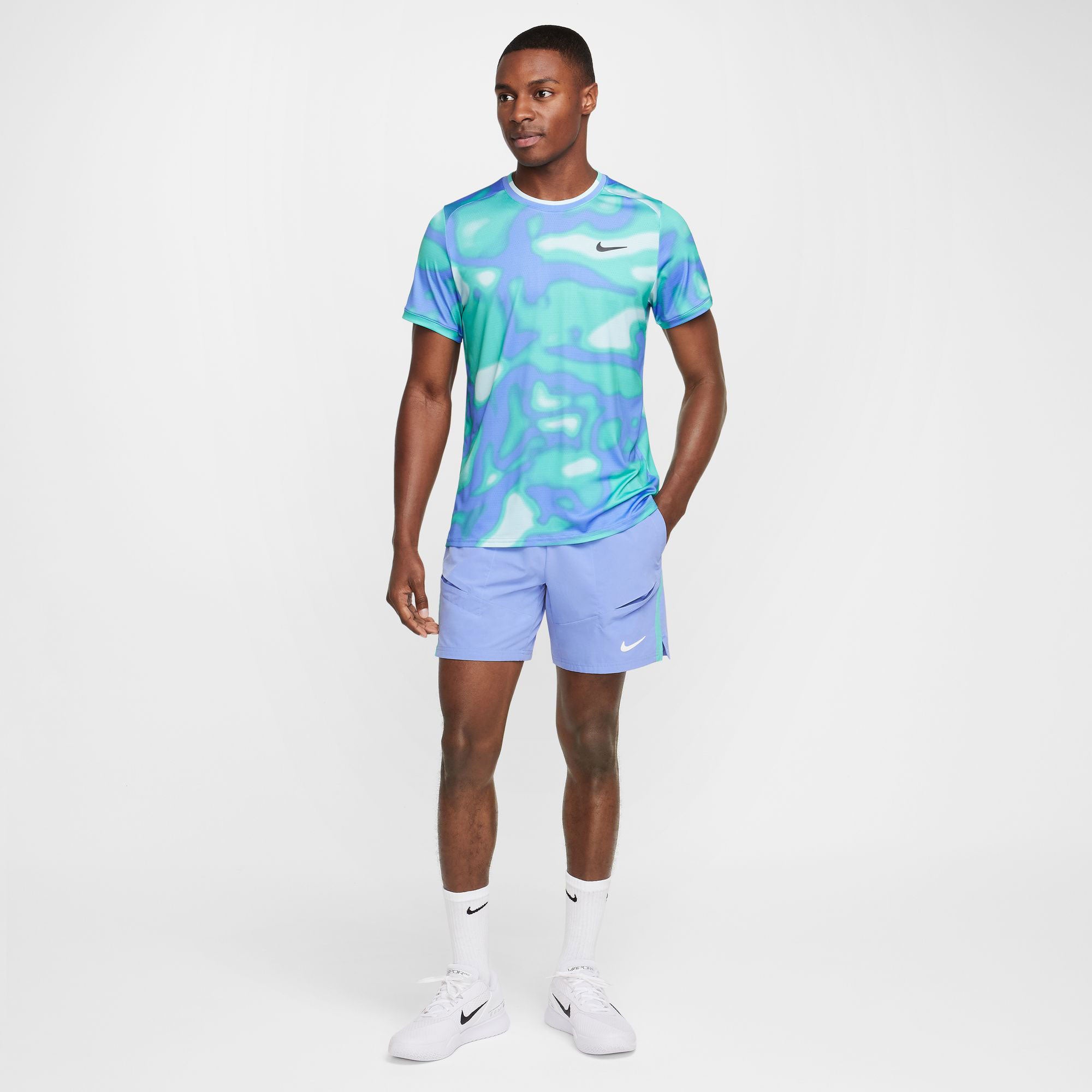 NikeCourt Advantage Men's Dri-FIT Printed Tennis Shirt - Blue (6)