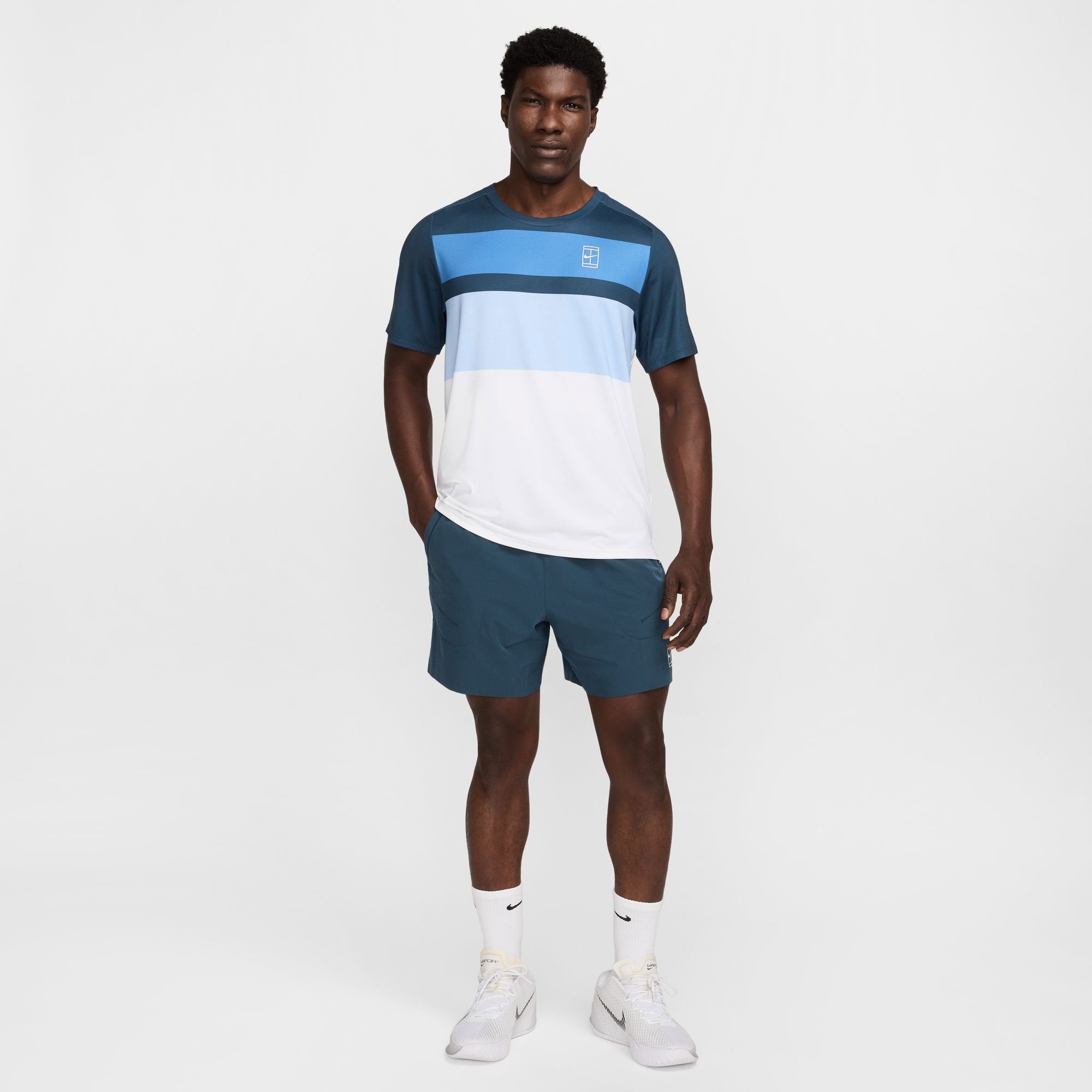NikeCourt Advantage Men's Dri-FIT Printed Tennis Shirt - Dark Blue (5)