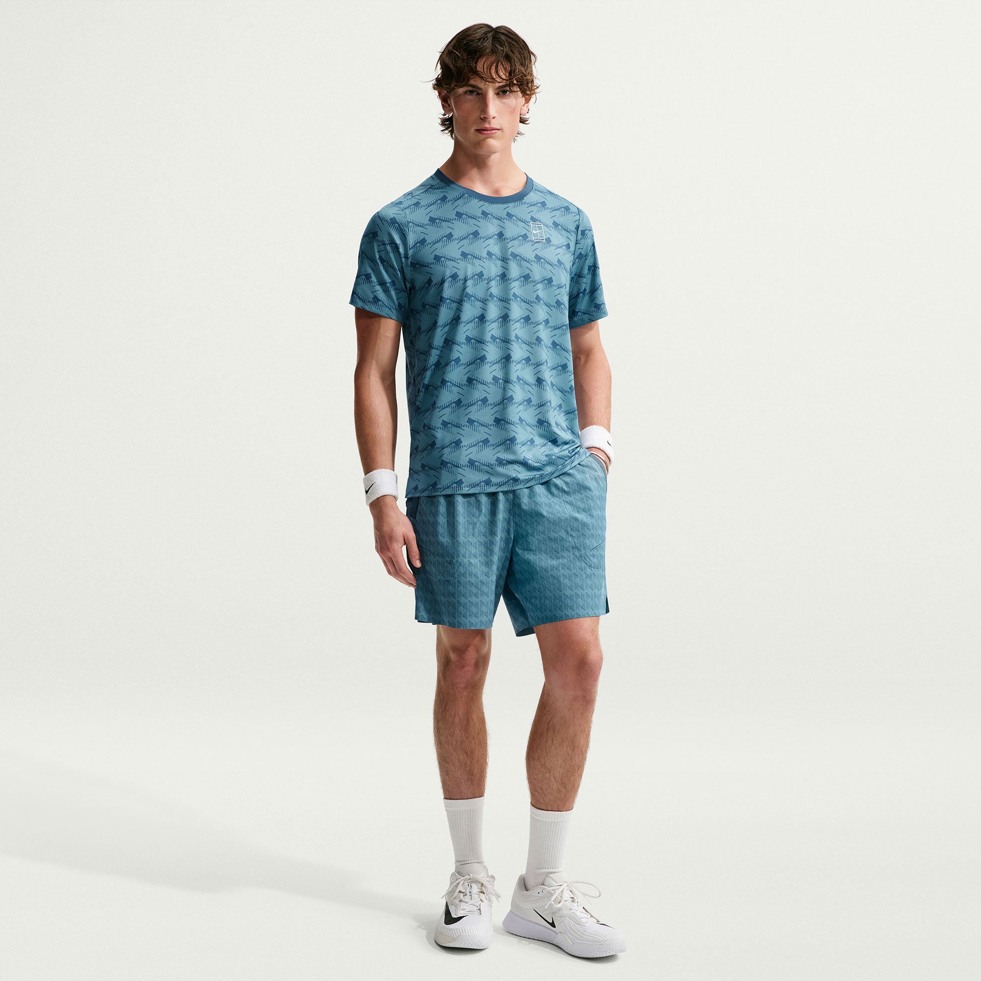 NikeCourt Advantage Men's Dri-FIT Printed Tennis Shirt - Blue (4)