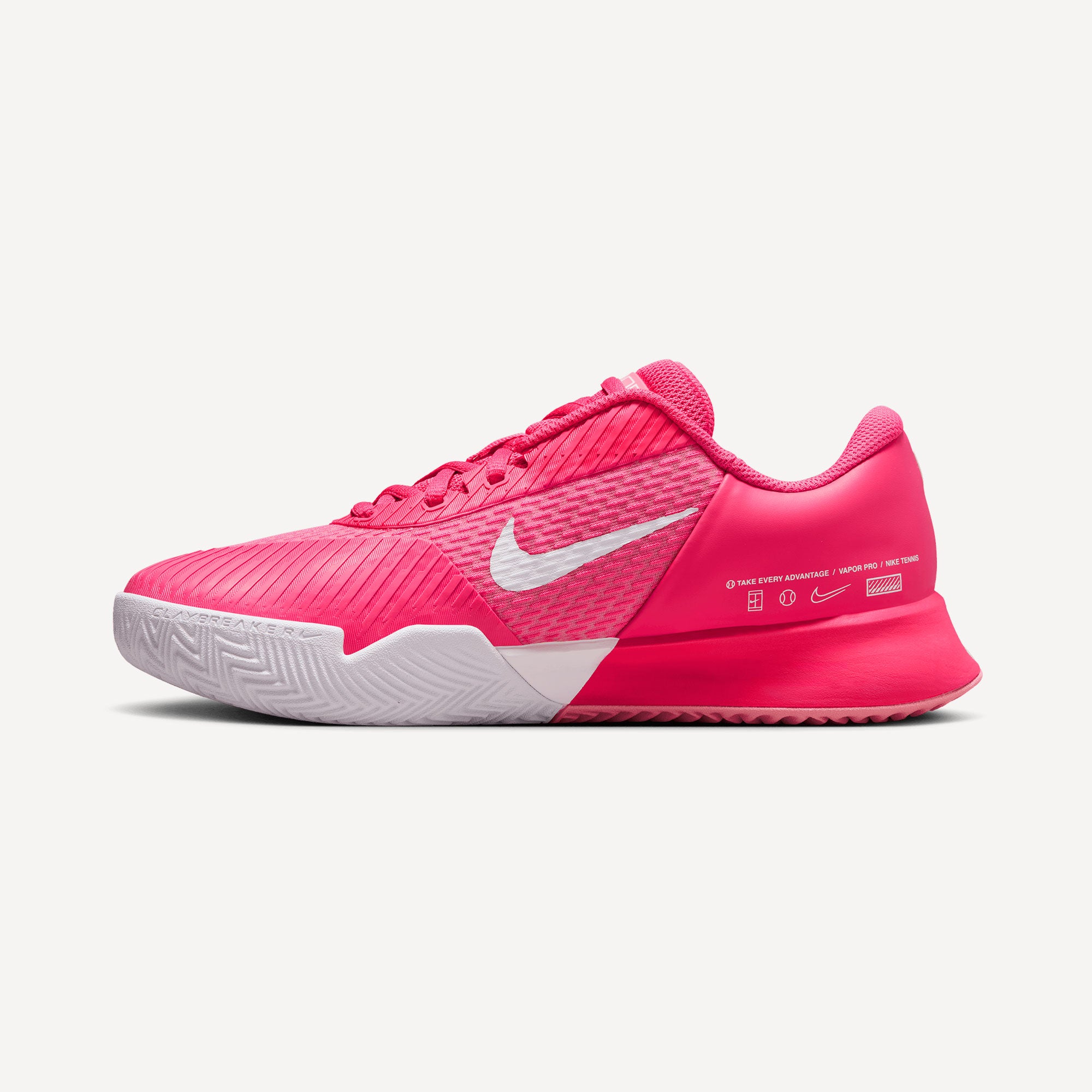 NikeCourt Air Zoom Vapor Pro 2 Women's Clay Court Tennis Shoes - Pink (3)