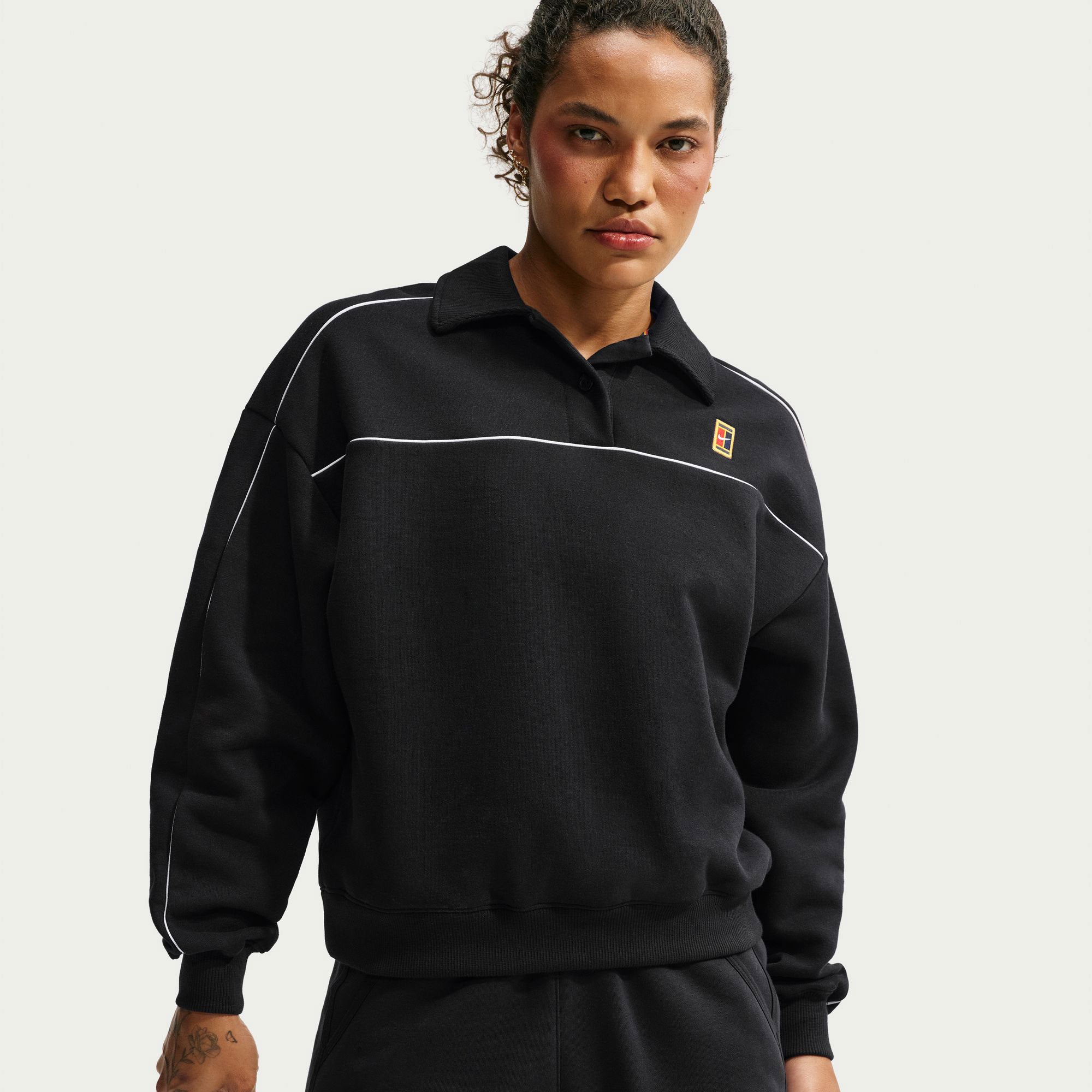 NikeCourt Court Women's Fleece Long-Sleeve Tennis Top - Black (1)