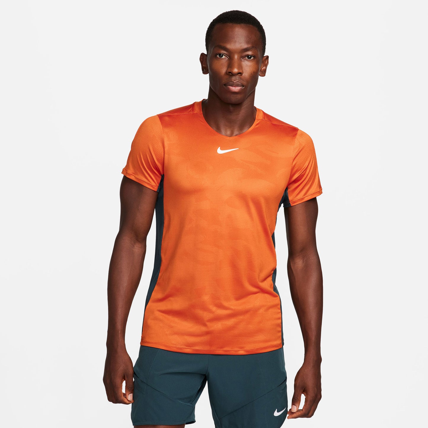 NikeCourt Dri-FIT Advantage Men's Printed Tennis Shirt Orange (1)