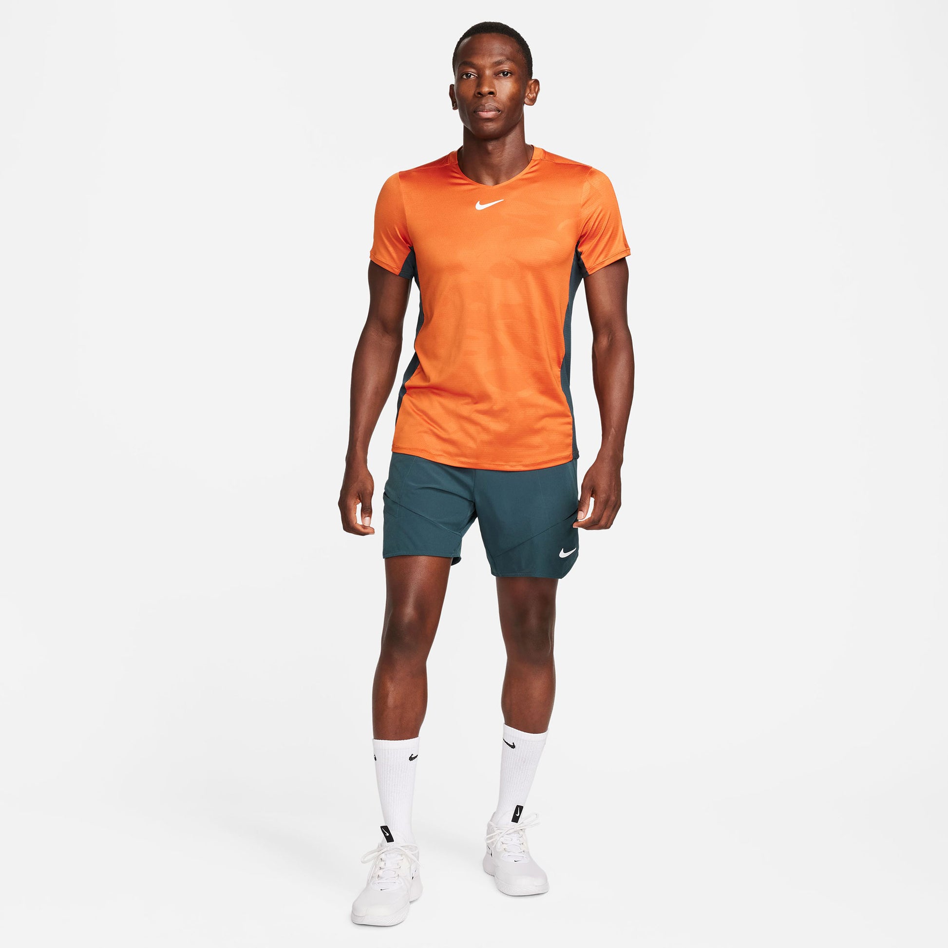 NikeCourt Dri-FIT Advantage Men's Printed Tennis Shirt Orange (5)