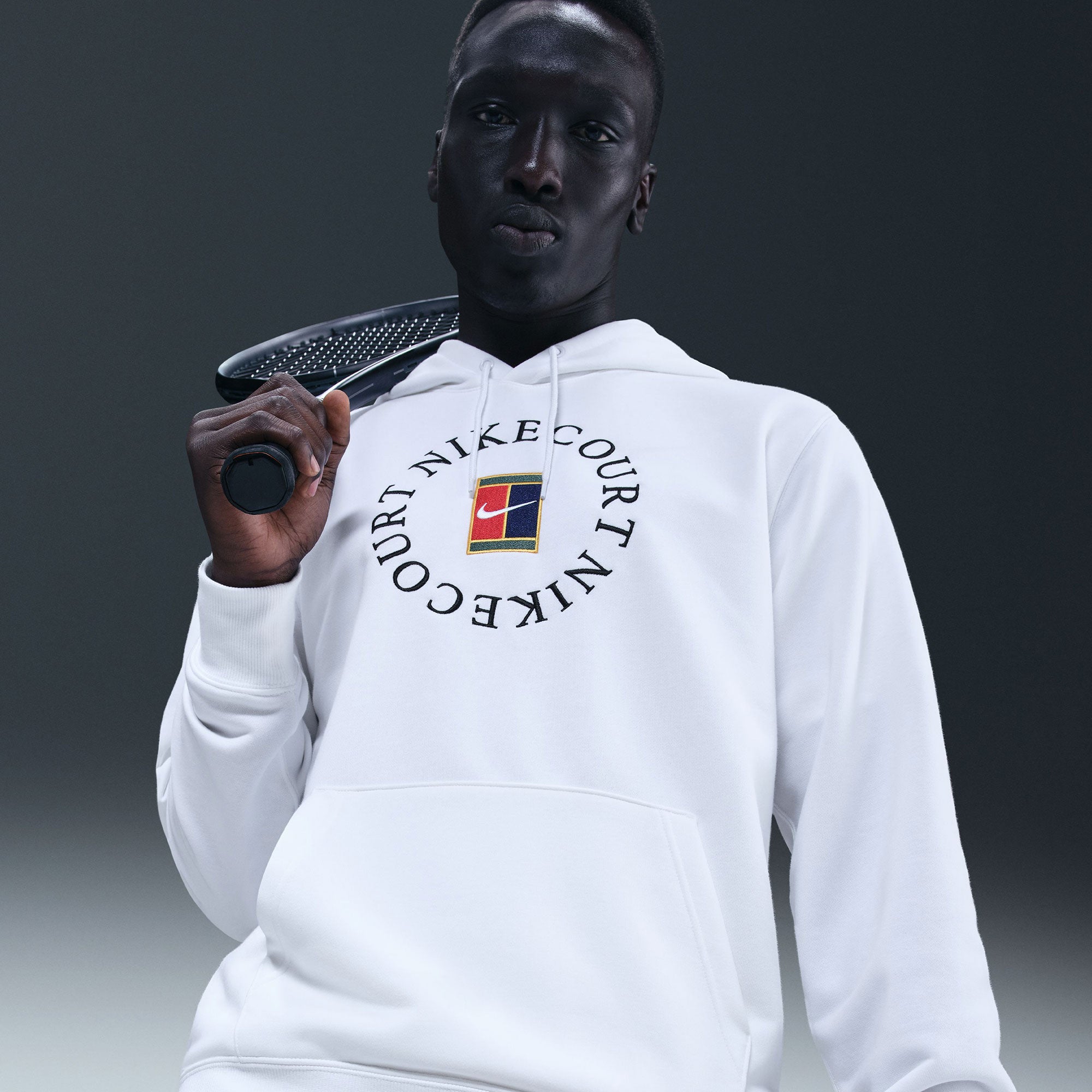 NikeCourt Heritage Men's Fleece Tennis Hoodie - White (1)