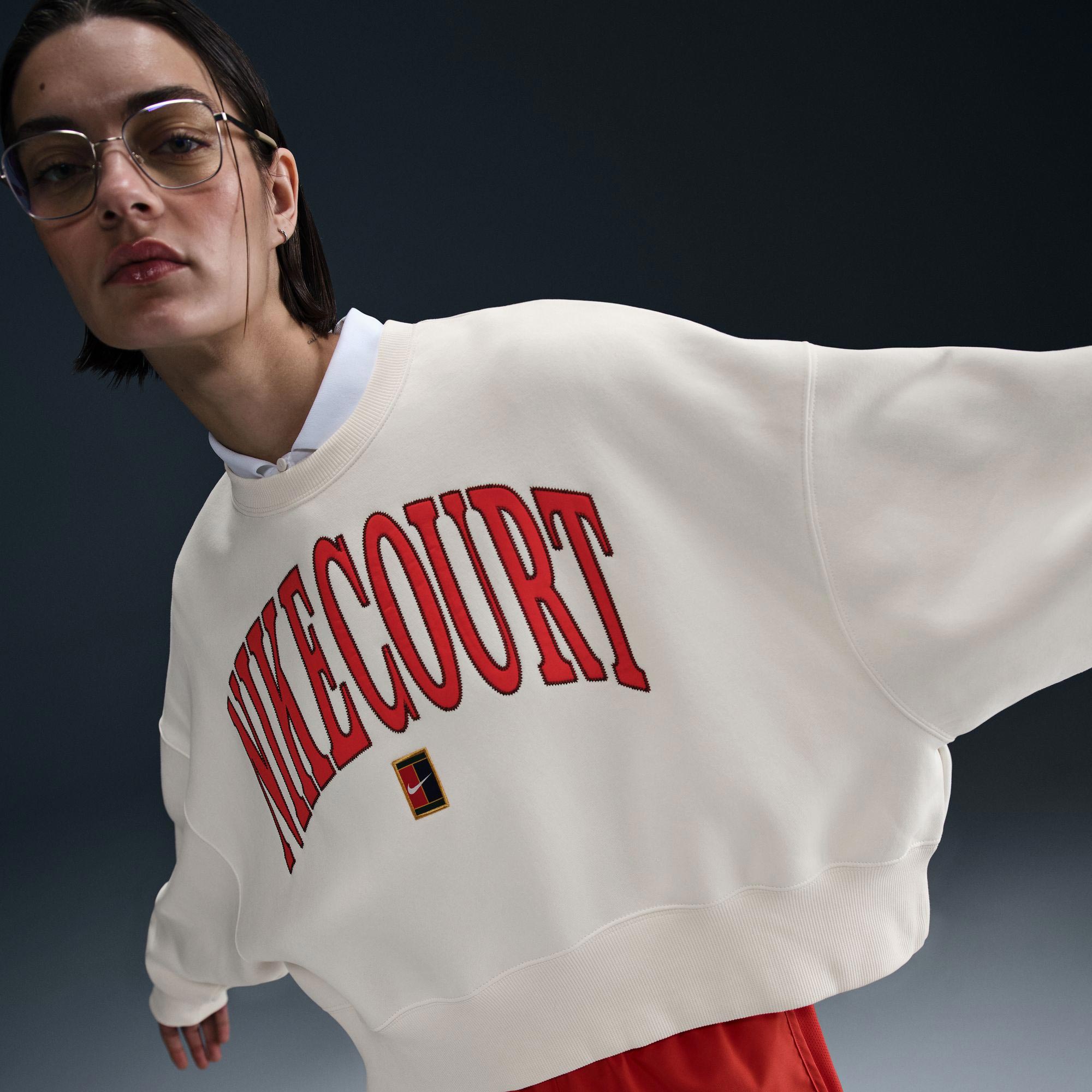 NikeCourt Heritage Women's Fleece Oversized Tennis Sweater - White (1)