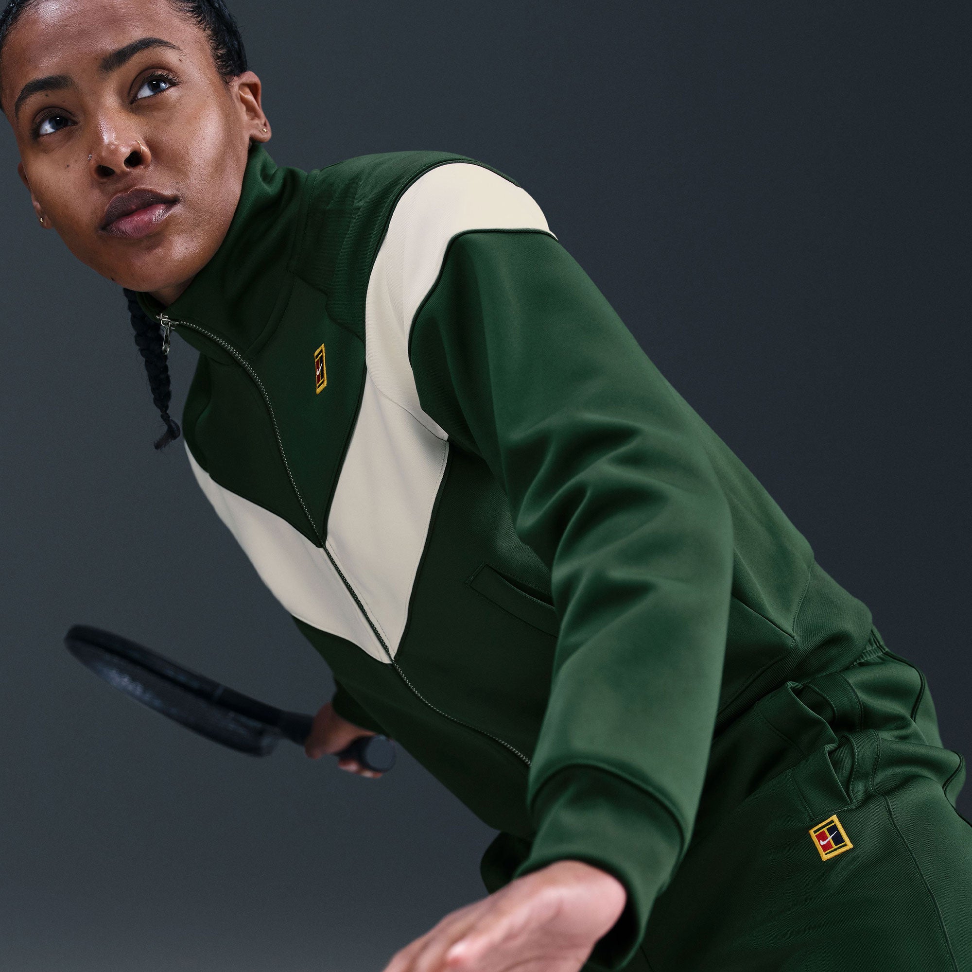 NikeCourt Heritage Women's Poly Knit Tennis Jacket - Green (3)