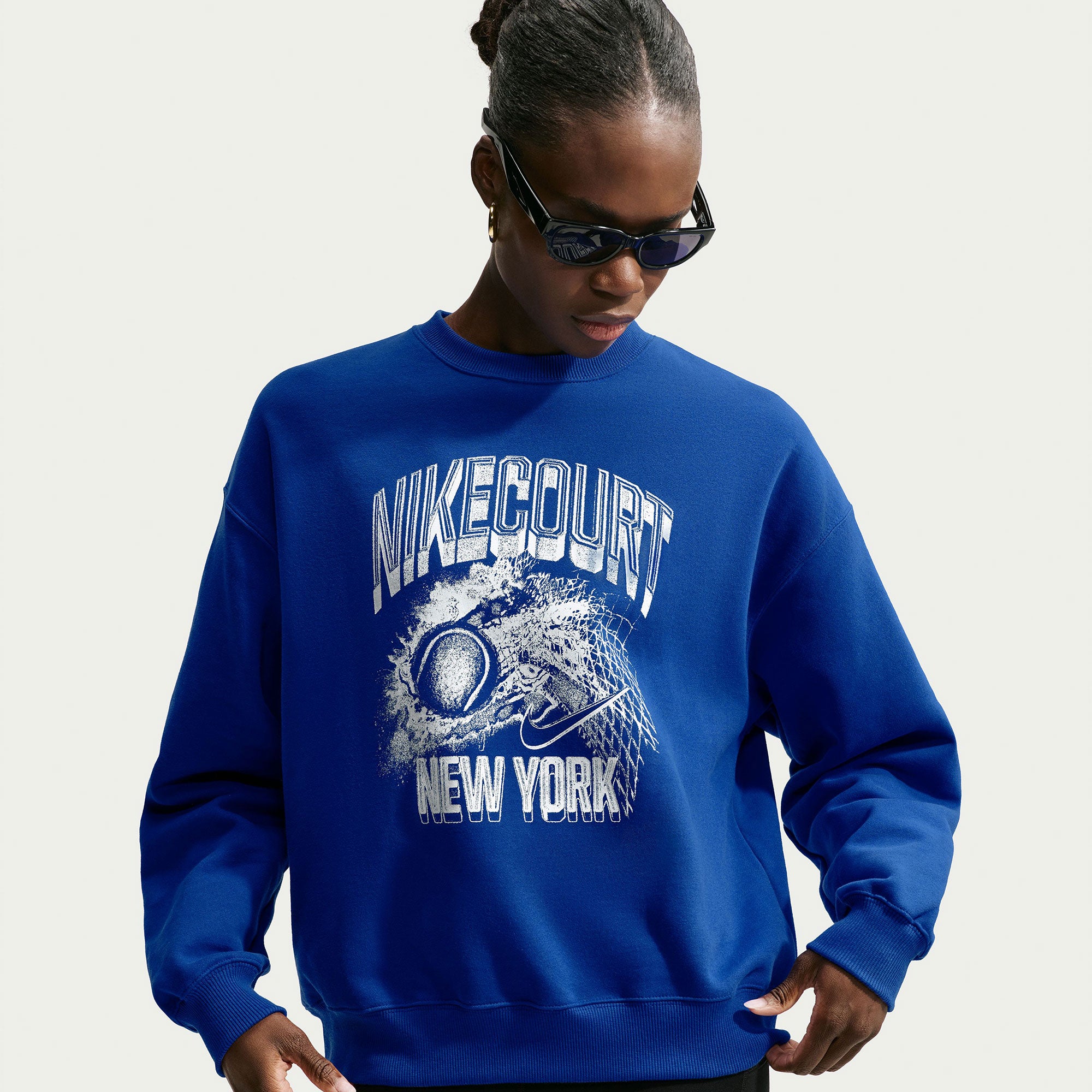 NikeCourt Slam New York Women's Fleece Oversized Tennis Sweater - Blue (1)