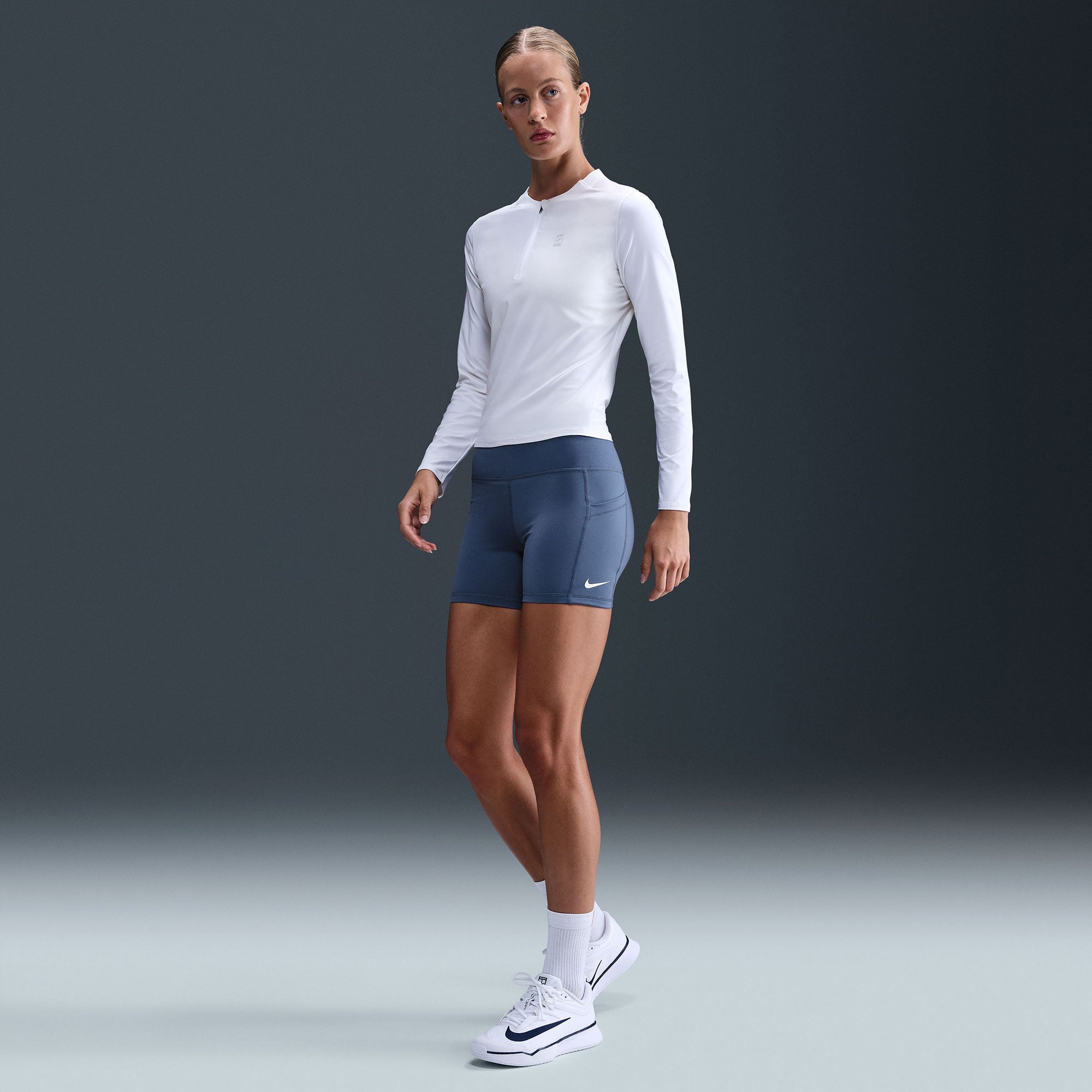 NikeCourt Women's Dri-FIT High-Waisted Tennis Shorts - Blue (1)