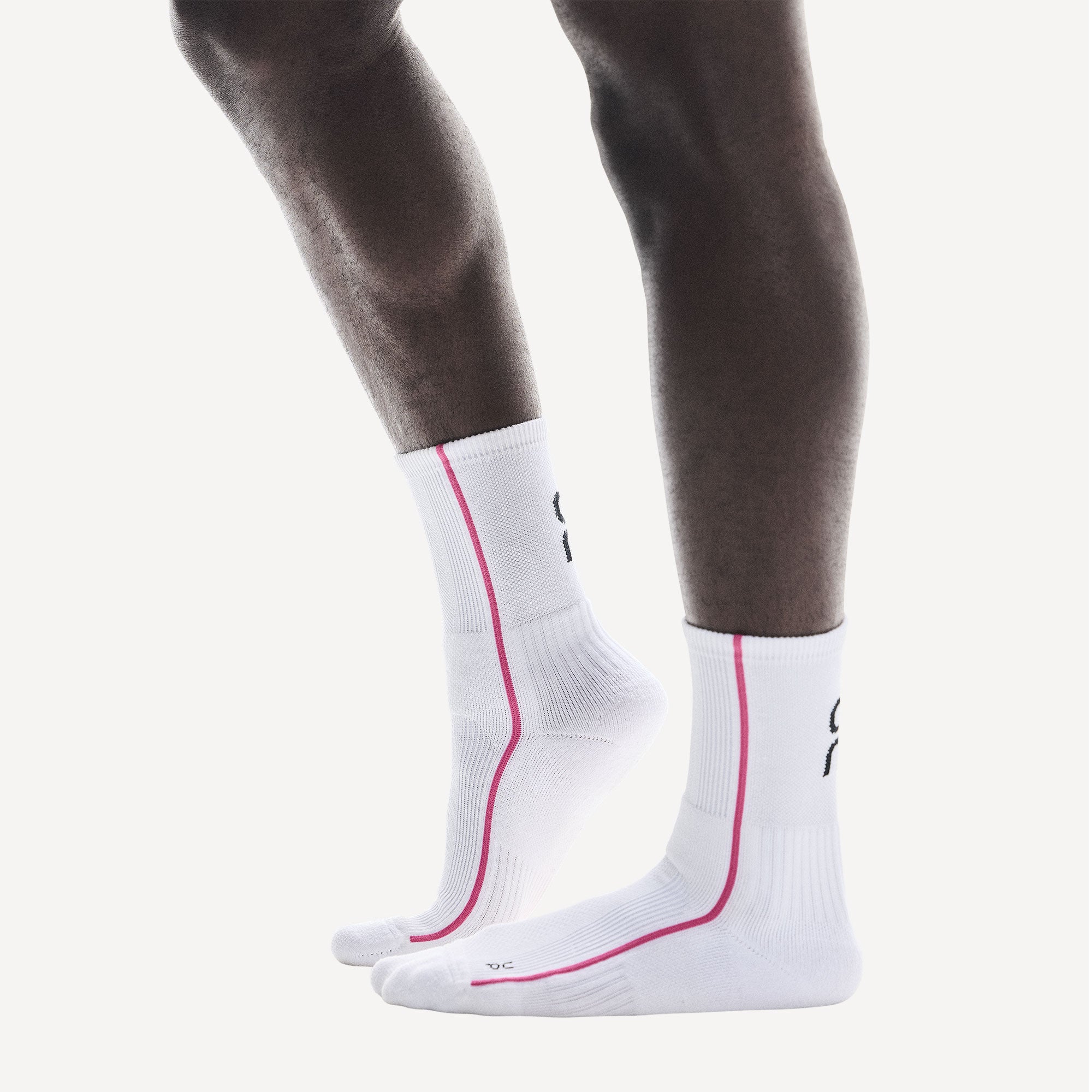 On Court High Tennis Socks - White/Pink (3)