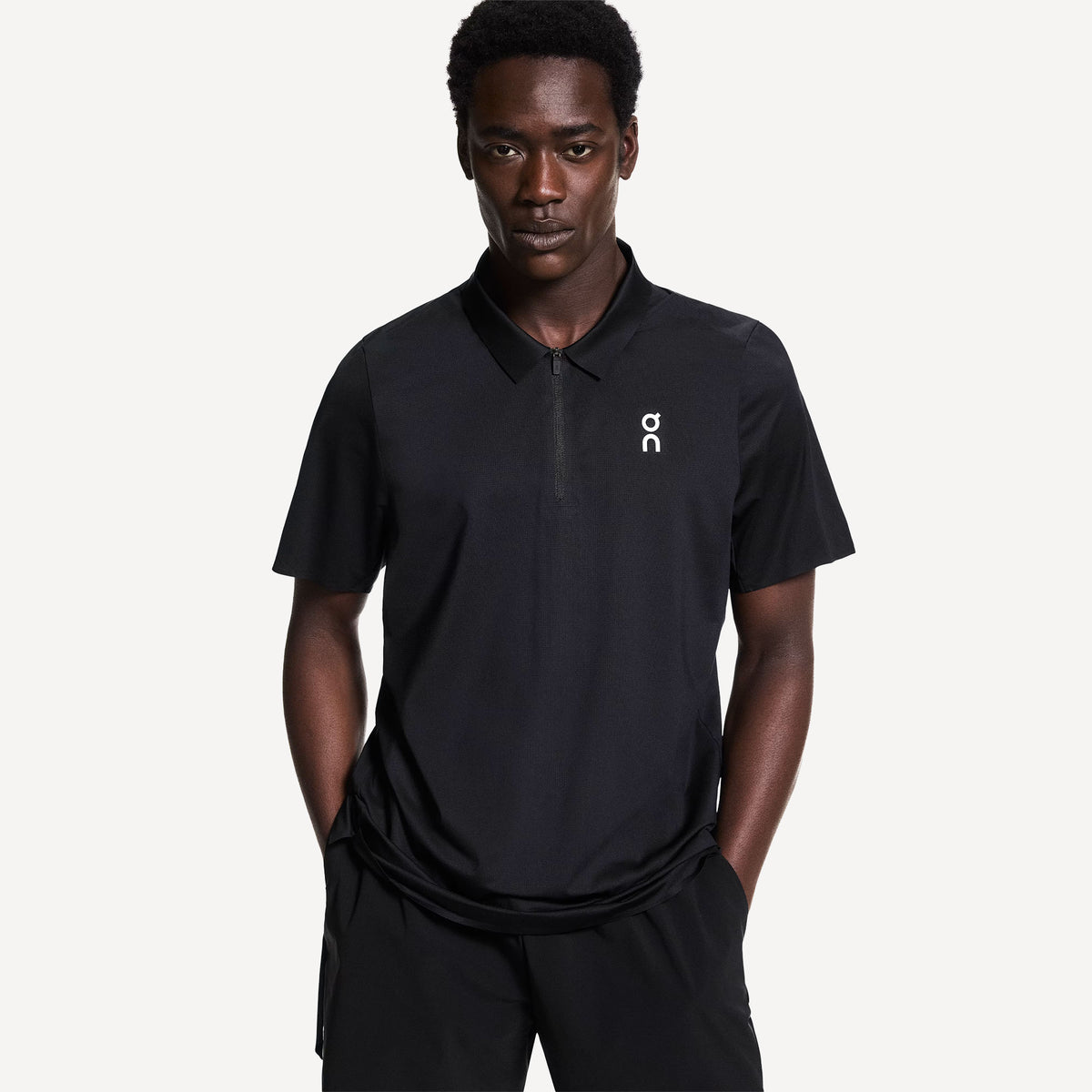 On Court Men's Tennis Polo - Black (1)