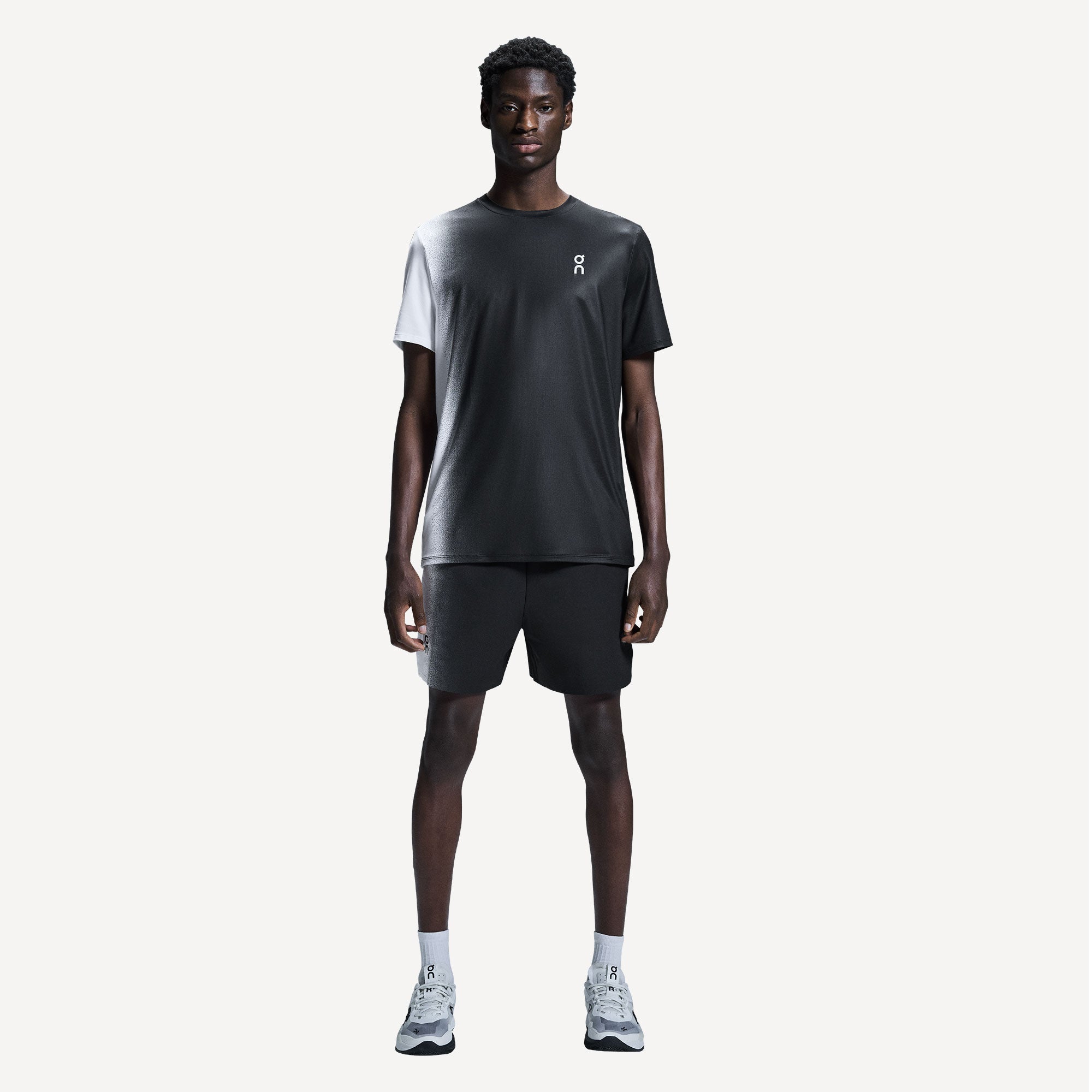 On Court Men's Tennis Shirt - Black/White (3)