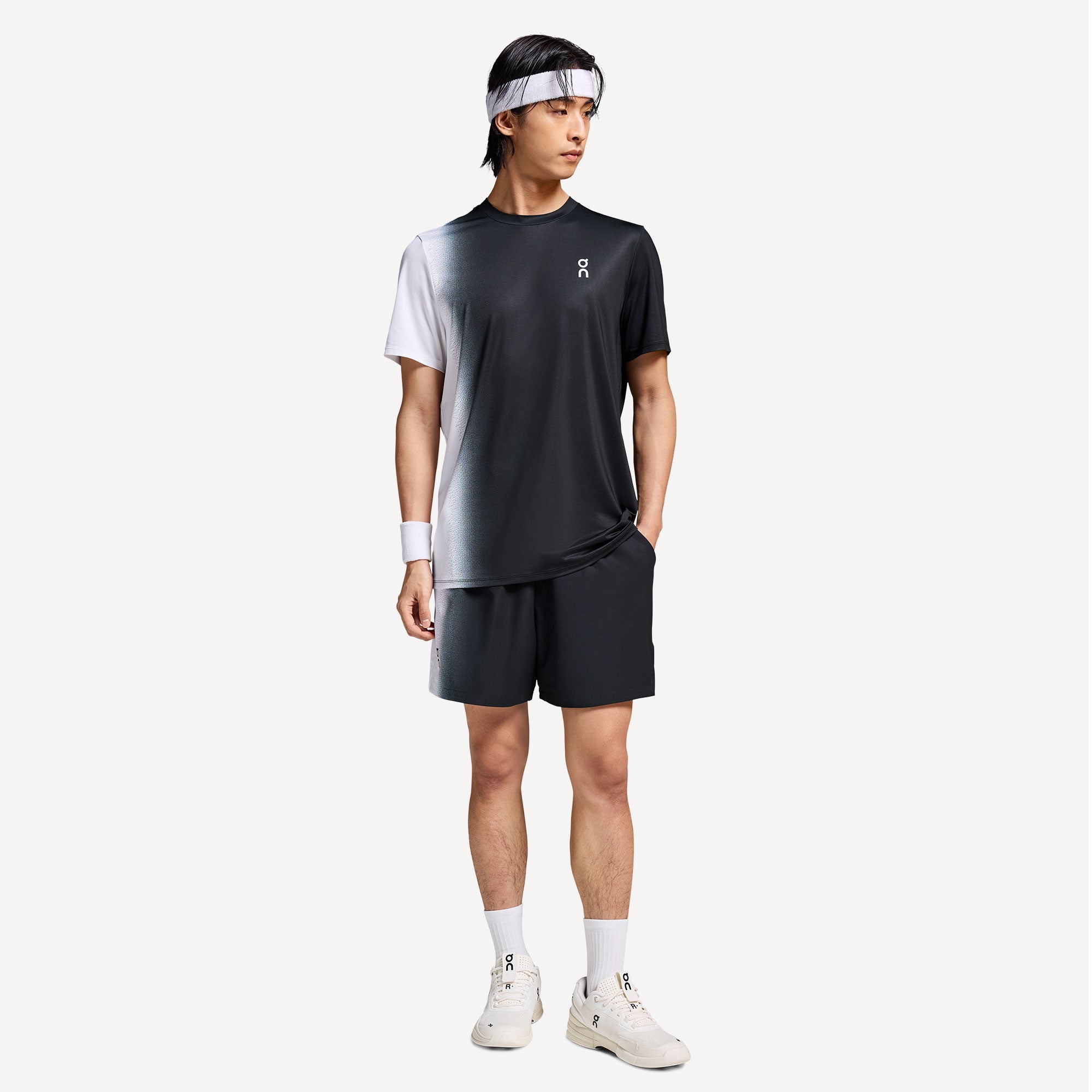 On Court Men's Tennis Shorts - Black/White (3)