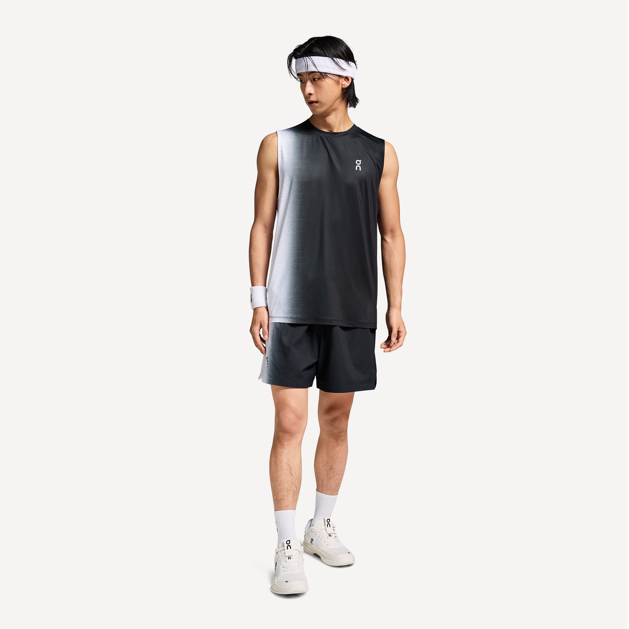 On Court Men's Tennis Tank - Black/White (3)