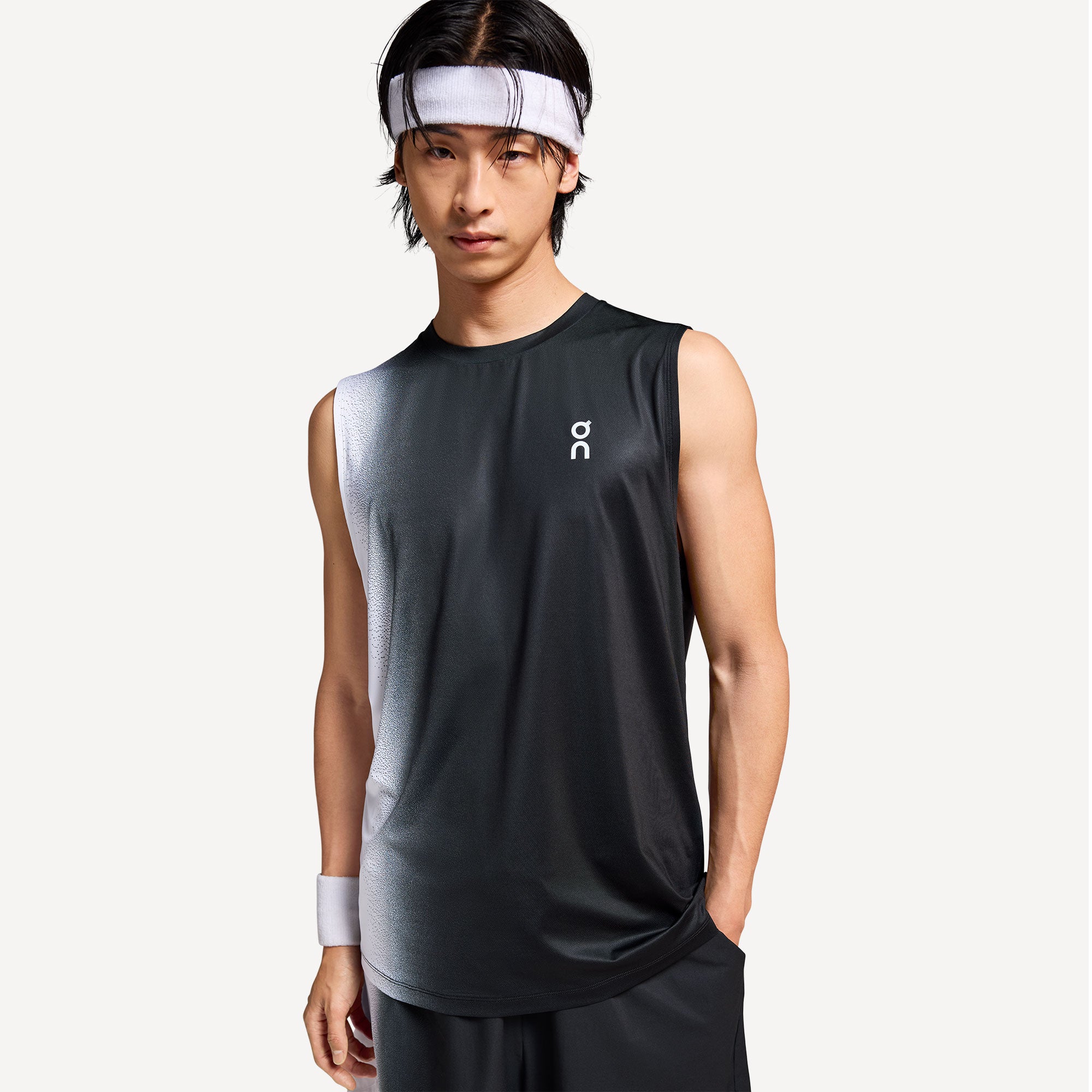 On Court Men's Tennis Tank - Black/White (6)