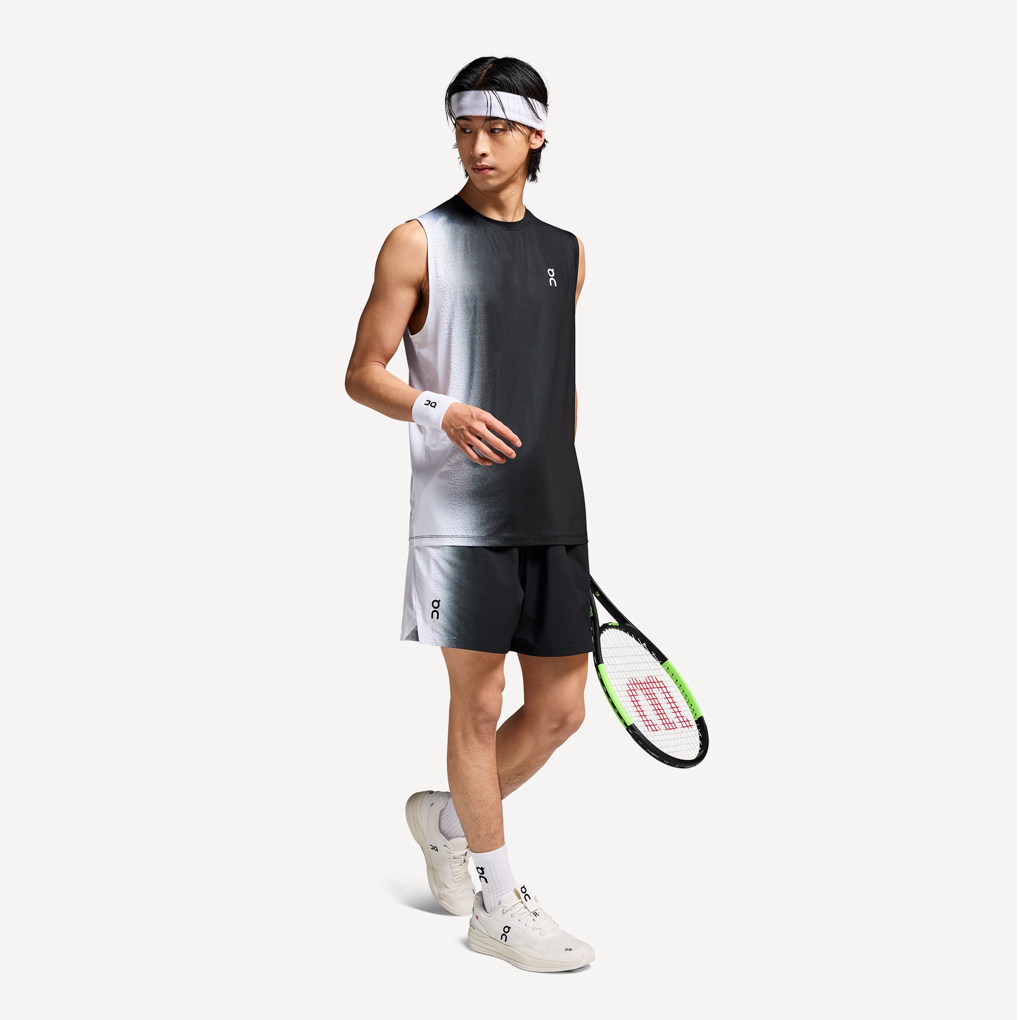 On Court Men's Tennis Tank - Black/White (7)