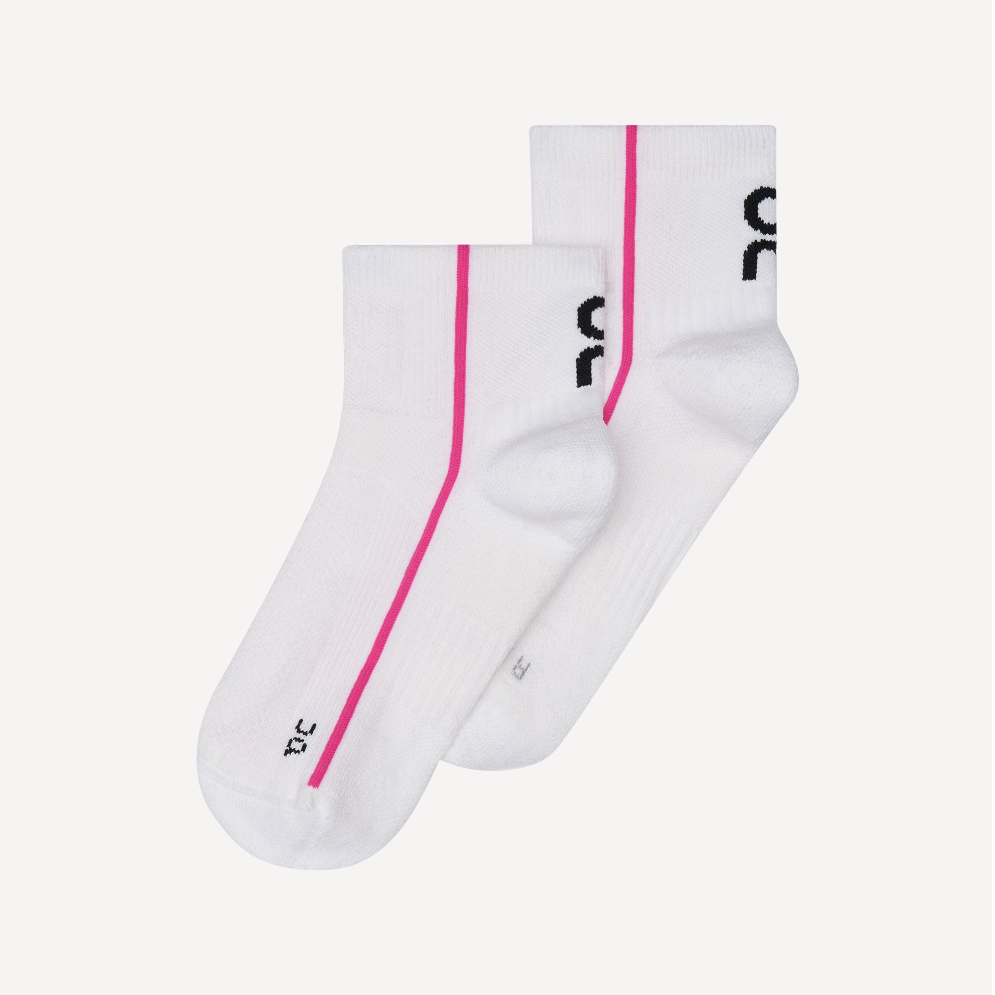 On Court Mid Tennis Socks - White/Pink (1)