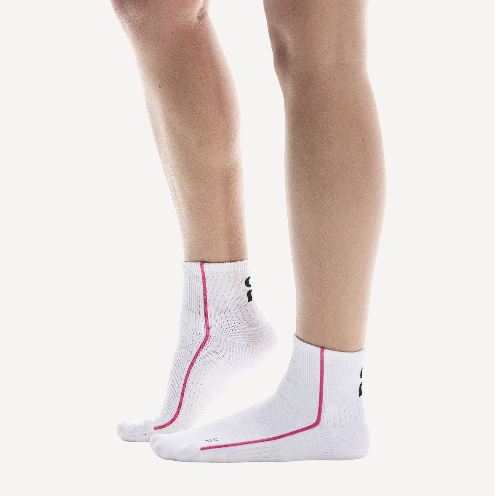 On Court Mid Tennis Socks - White/Pink (3)