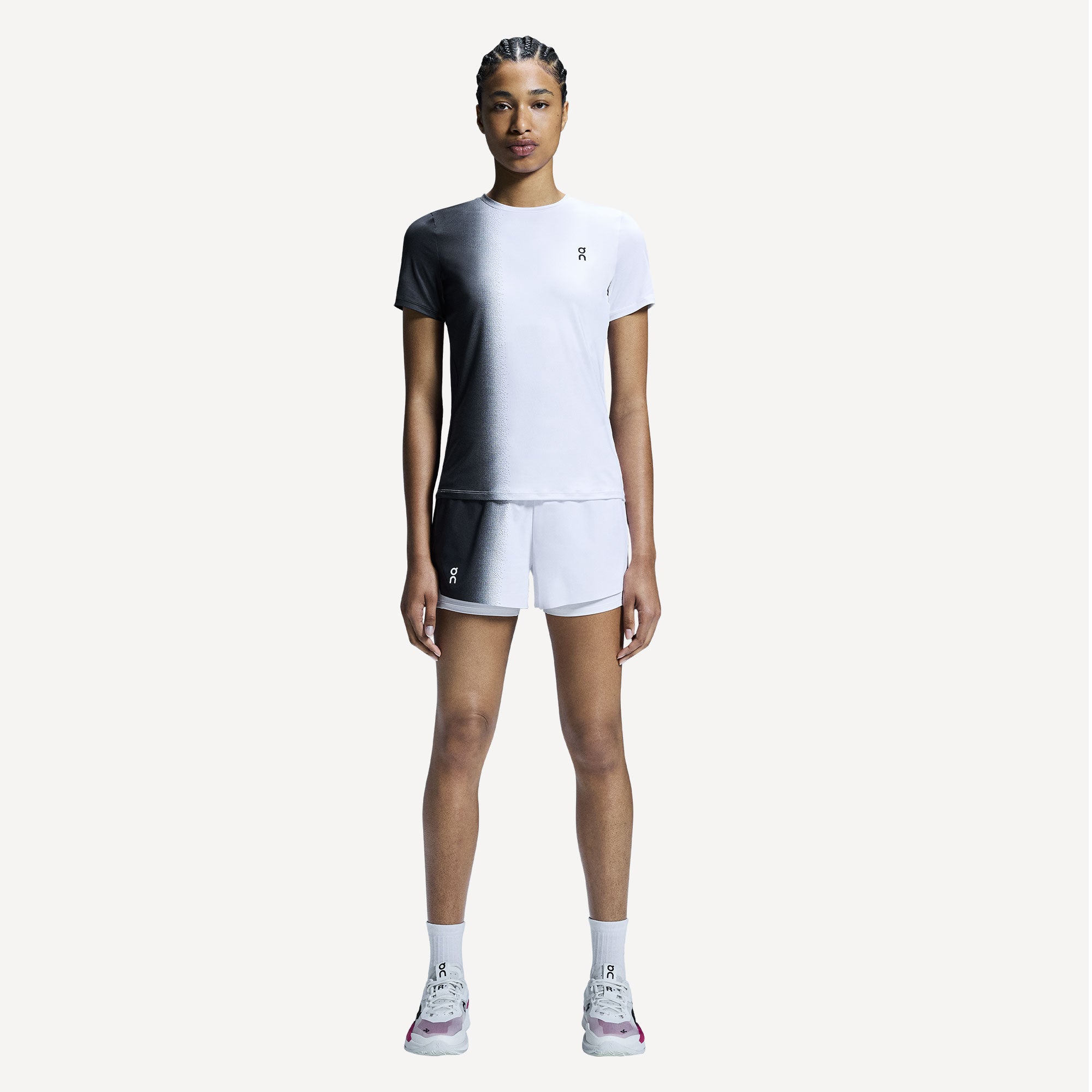 On Court Women's Tennis Shirt - Black/White (3)